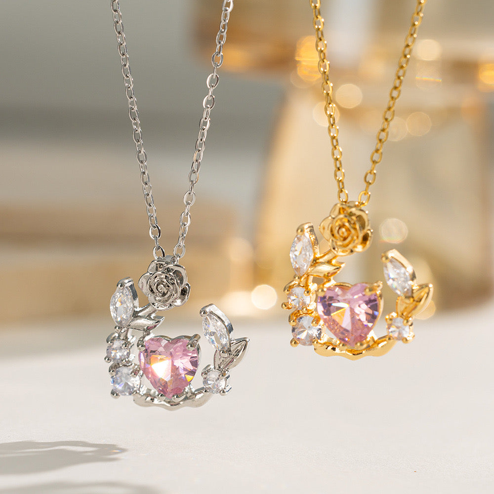 Blush & Bloom Heart Necklace-310 JEWELRY-NIHAO JEWELRY-Heathered Boho Boutique, Women's Fashion and Accessories in Palmetto, FL