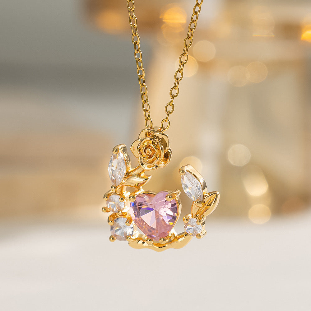 Blush & Bloom Heart Necklace-310 JEWELRY-NIHAO JEWELRY-Heathered Boho Boutique, Women's Fashion and Accessories in Palmetto, FL