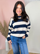The Harbor Stripe Sweater-125 SWEATER-ZENANA-Heathered Boho Boutique, Women's Fashion and Accessories in Palmetto, FL