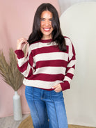 The Harbor Stripe Sweater-125 SWEATER-ZENANA-Heathered Boho Boutique, Women's Fashion and Accessories in Palmetto, FL