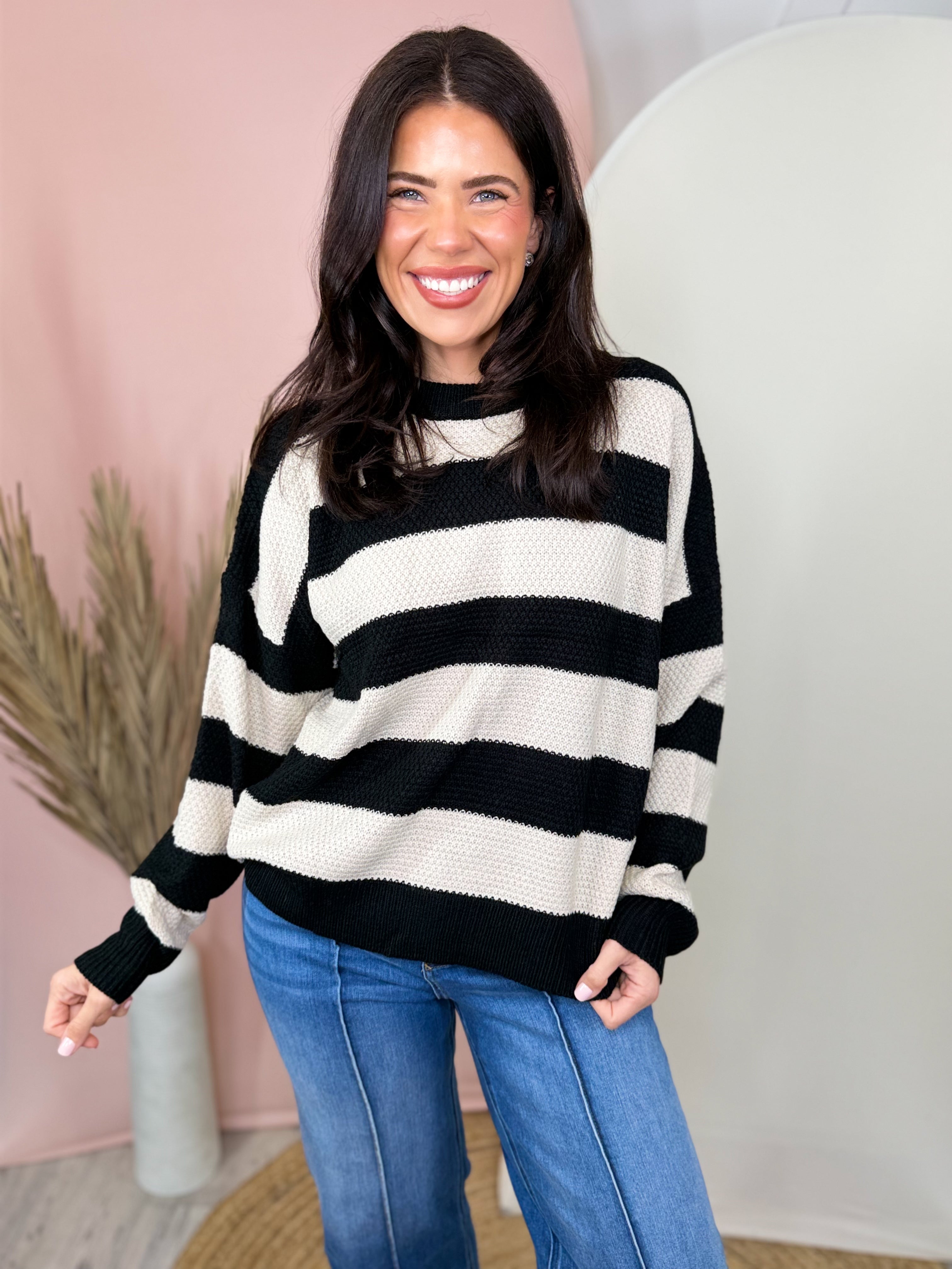 The Harbor Stripe Sweater-125 SWEATER-ZENANA-Heathered Boho Boutique, Women's Fashion and Accessories in Palmetto, FL