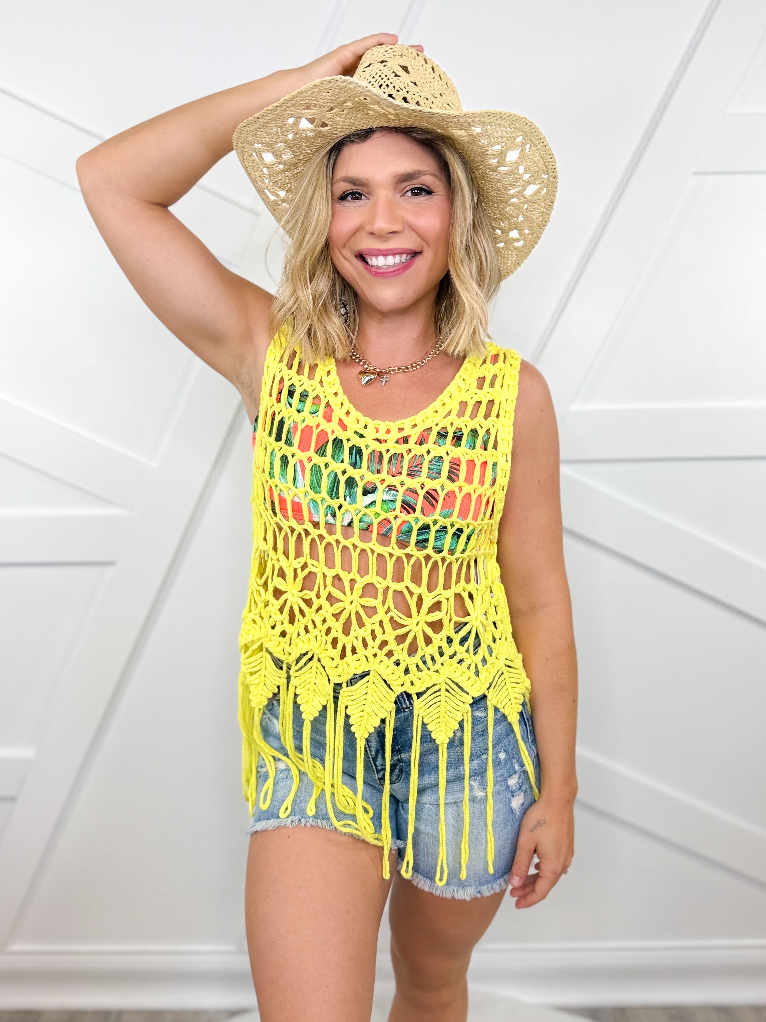 Macrame Crazy Top-100 TANK/CROP TOPS-Milk & Honey-Heathered Boho Boutique, Women's Fashion and Accessories in Palmetto, FL