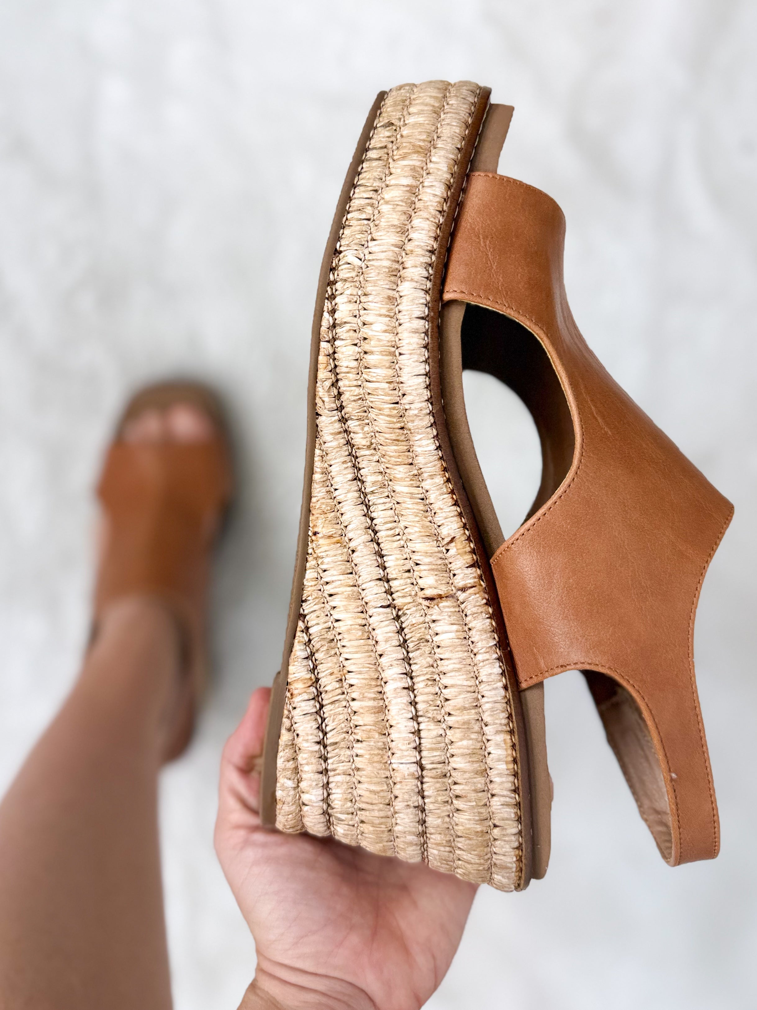 Freddie Wedges - Cognac Smooth-350 Shoes-Corkys-Heathered Boho Boutique, Women's Fashion and Accessories in Palmetto, FL