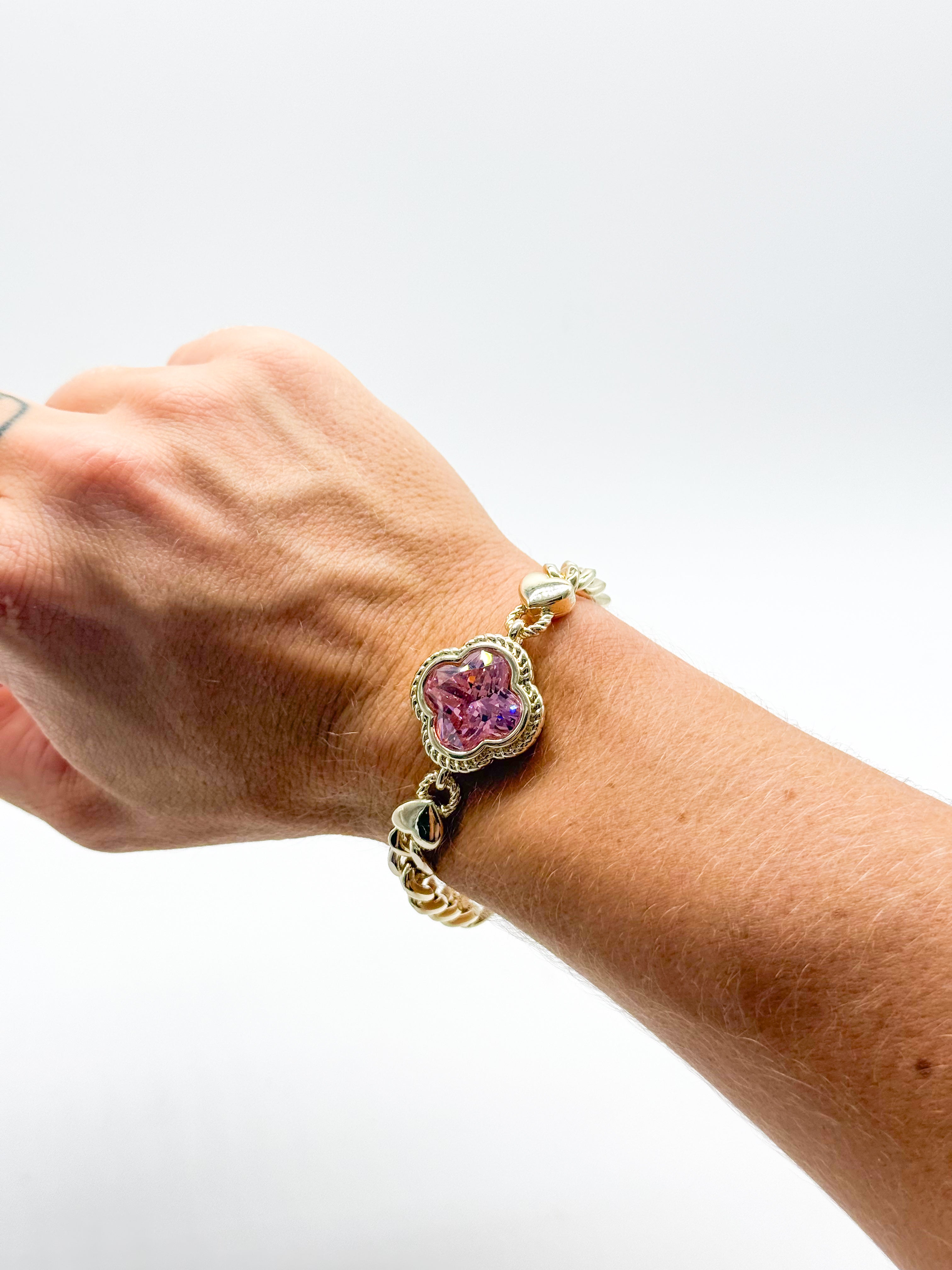 RESTOCK: Rose Clover Bracelet-310 Jewelry-Millenx Accessories, LLC.-Heathered Boho Boutique, Women's Fashion and Accessories in Palmetto, FL