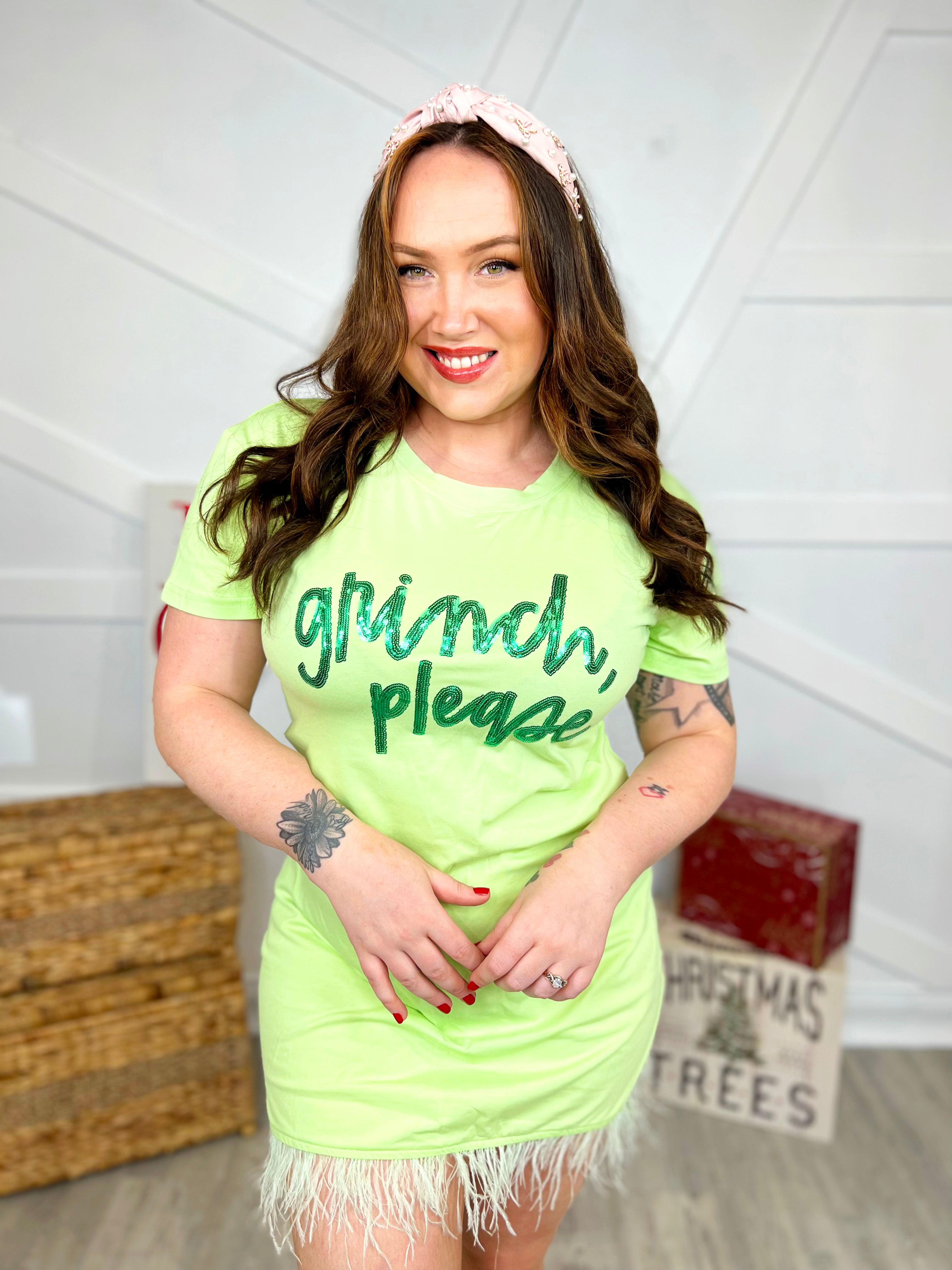 Grinch Please Dress-230 Dresses/Jumpsuits/Rompers-WHY DRESS-Heathered Boho Boutique, Women's Fashion and Accessories in Palmetto, FL