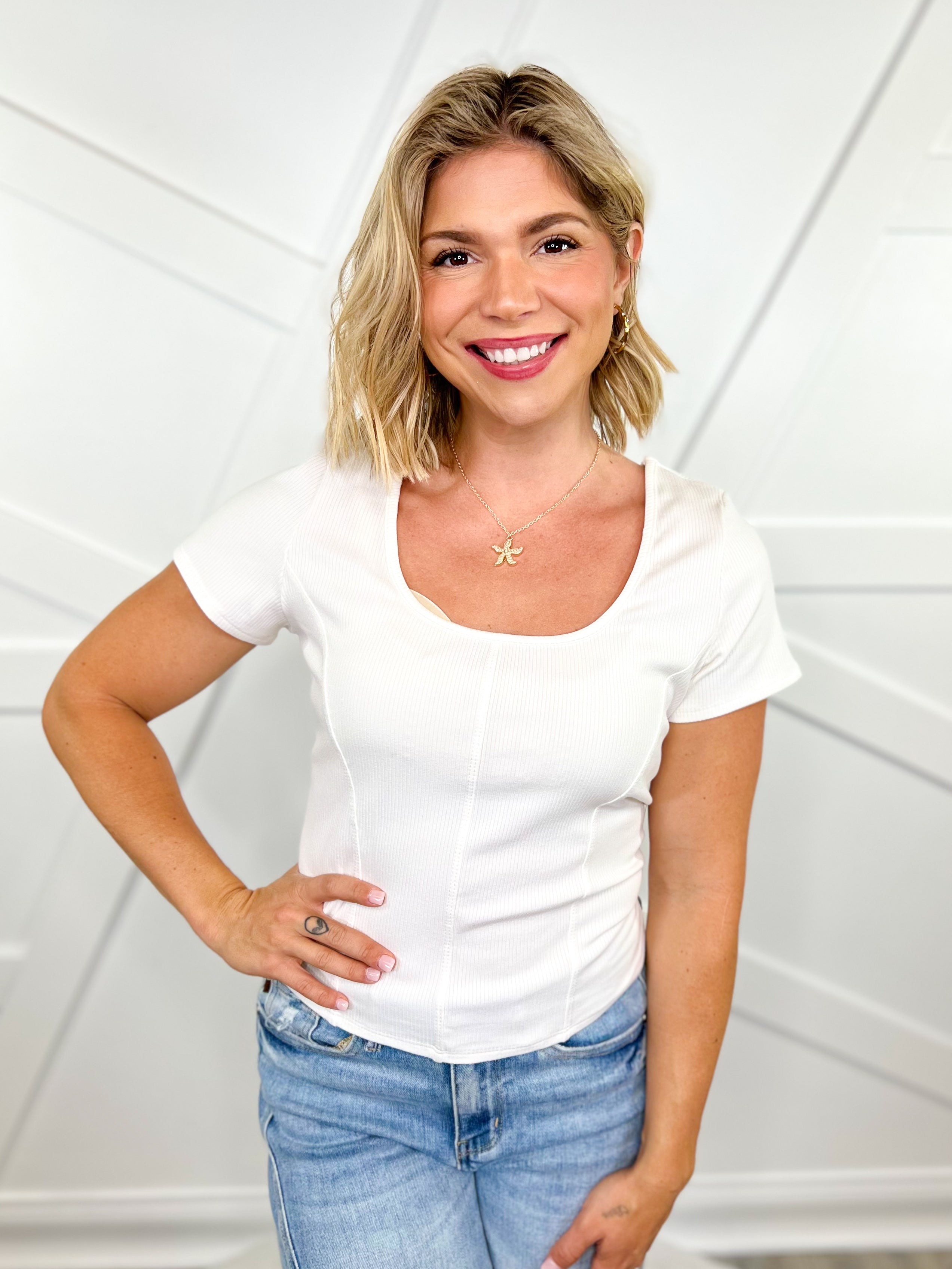 Believe Your Eyes Top-110 SHORT SLEEVE TOP-Charlotte Avery-Heathered Boho Boutique, Women's Fashion and Accessories in Palmetto, FL