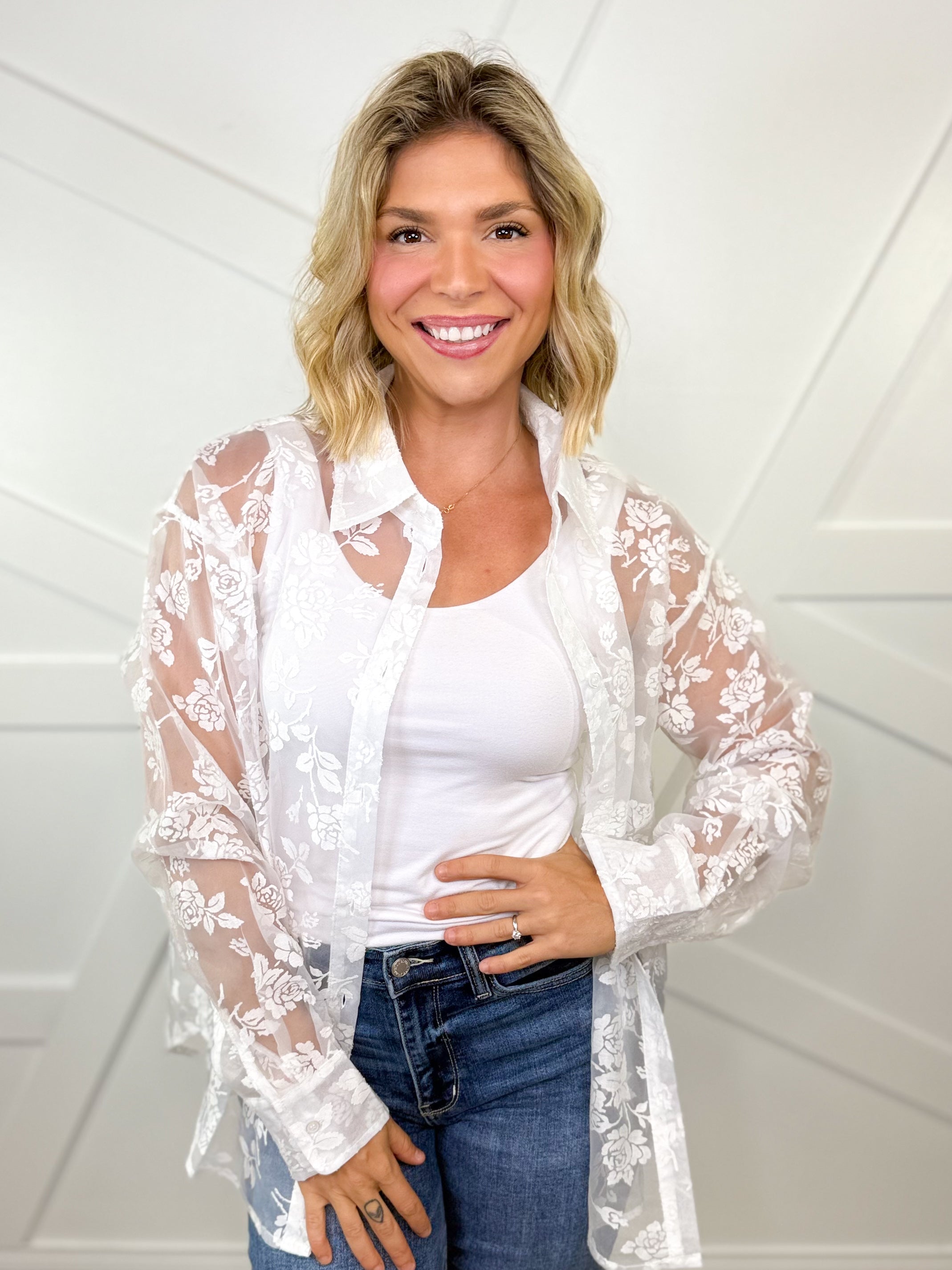 Lucky In Lace Top-120 LONG SLEEVE TOPS-SEW IN LOVE-Heathered Boho Boutique, Women's Fashion and Accessories in Palmetto, FL