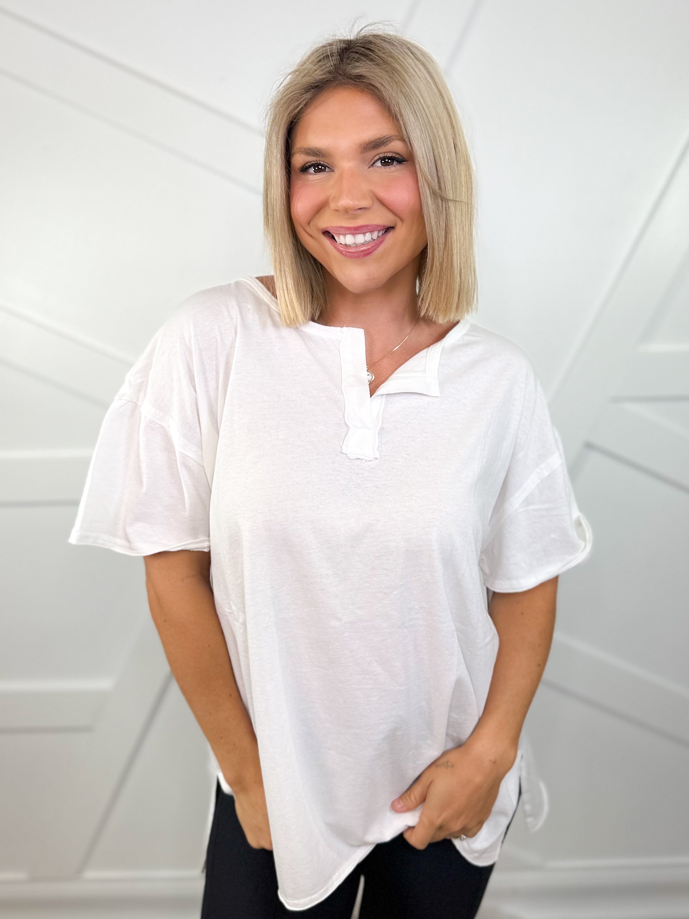 Come Home Top-110 SHORT SLEEVE TOP-White Birch-Heathered Boho Boutique, Women's Fashion and Accessories in Palmetto, FL