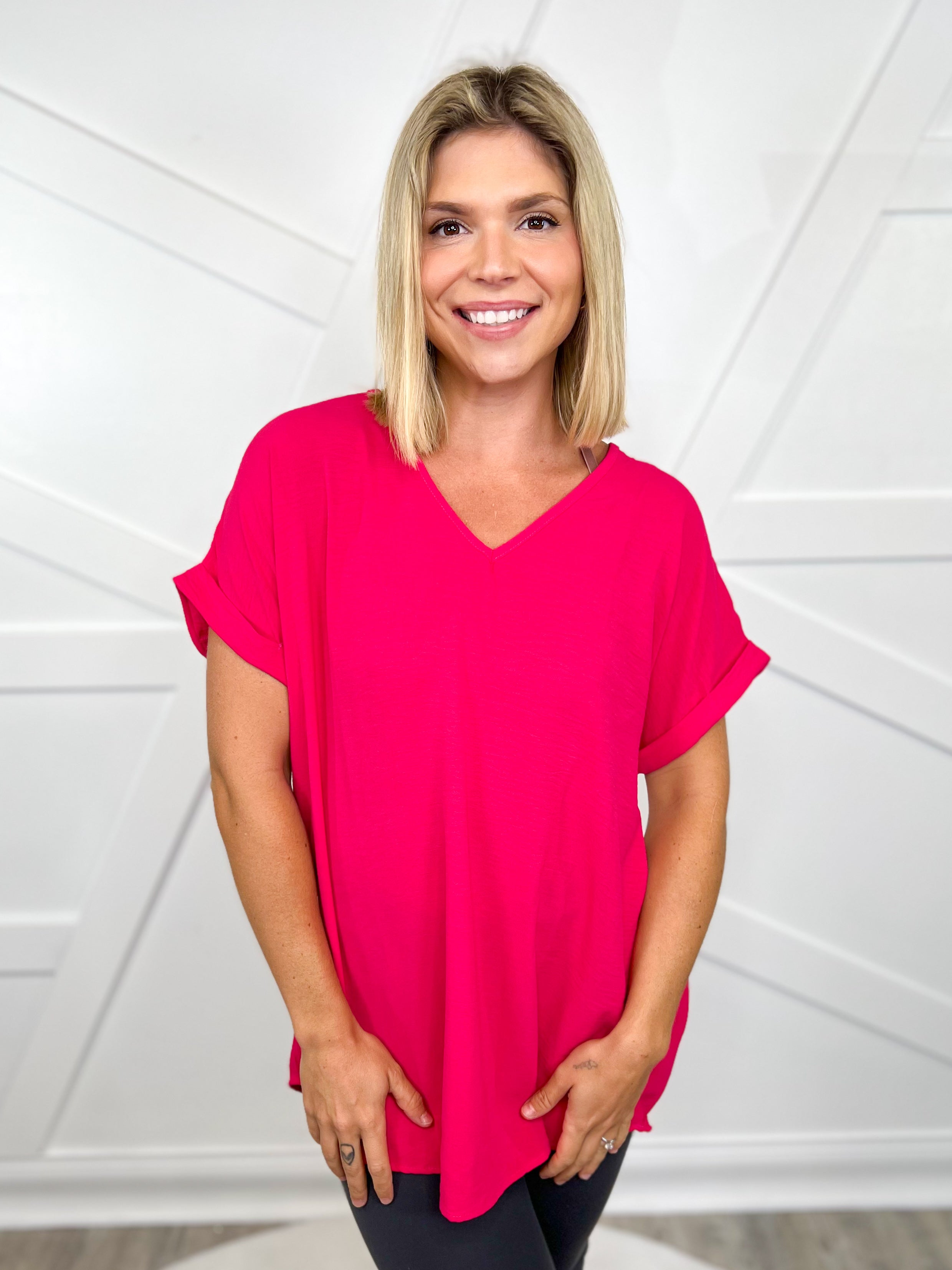 Situational Top-110 SHORT SLEEVE TOP-Heimish-Heathered Boho Boutique, Women's Fashion and Accessories in Palmetto, FL