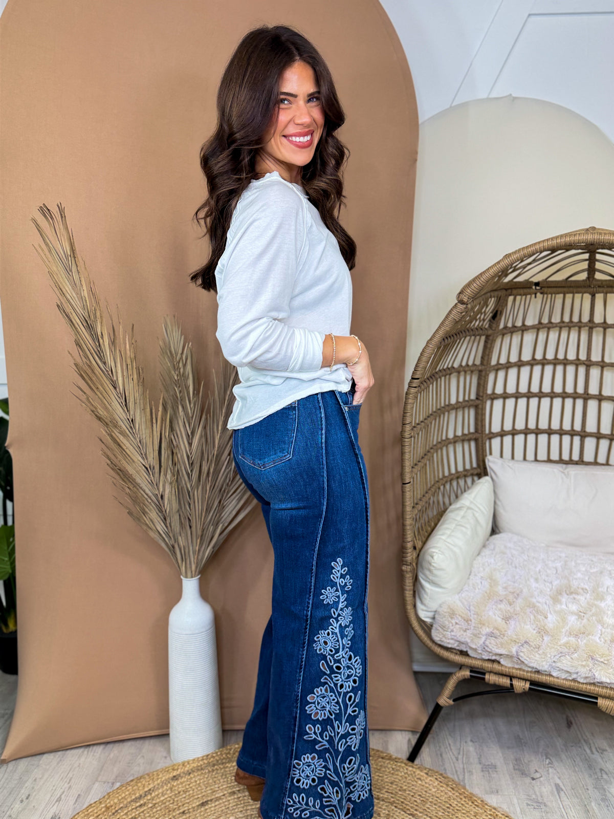 Wildflower Way Jeans By Saige-190 JEANS-SAIGE DENIM-Heathered Boho Boutique, Women's Fashion and Accessories in Palmetto, FL