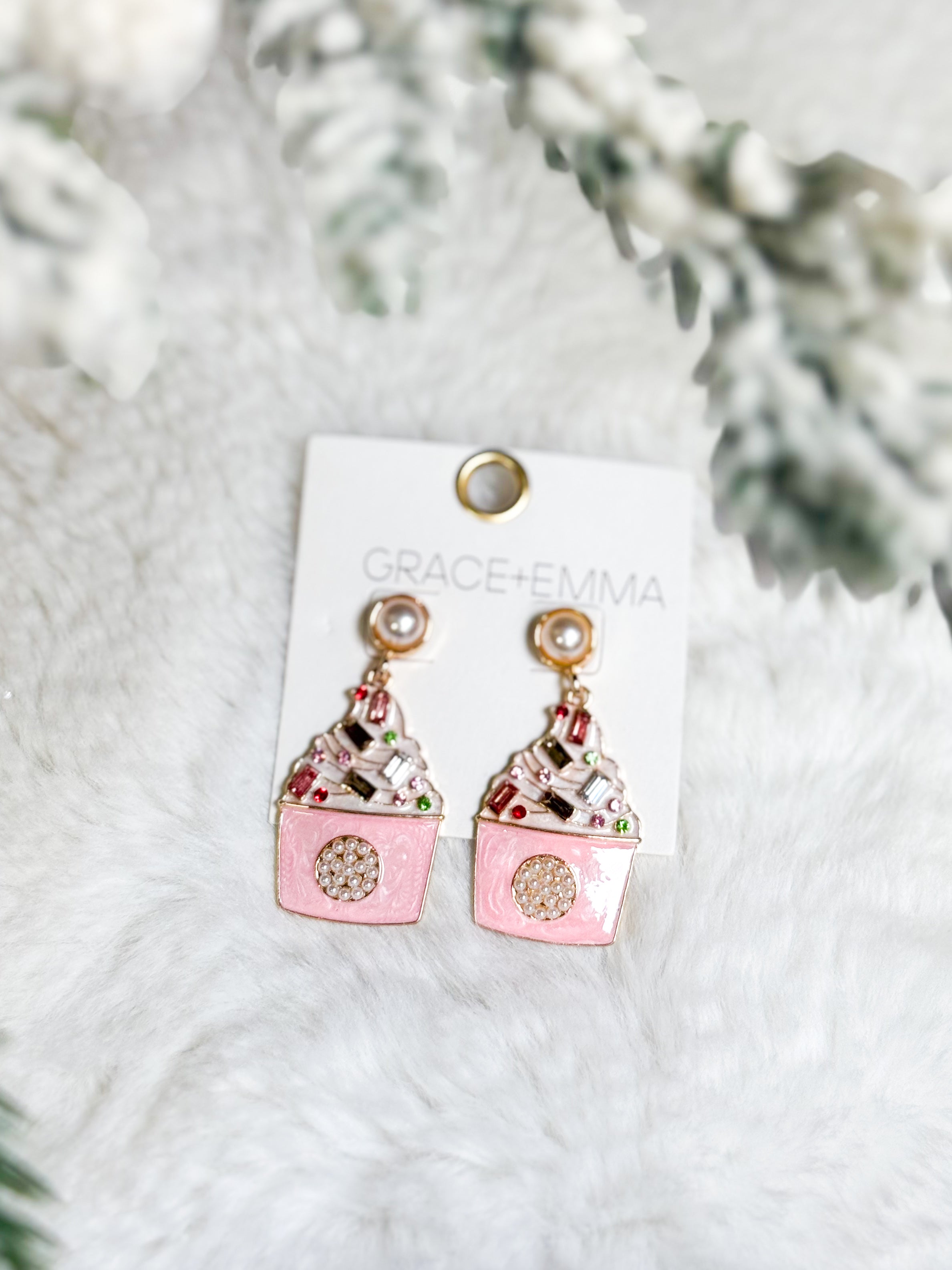Cupcake Earrings-310 JEWELRY-SOUTHERN GRACE-Heathered Boho Boutique, Women's Fashion and Accessories in Palmetto, FL