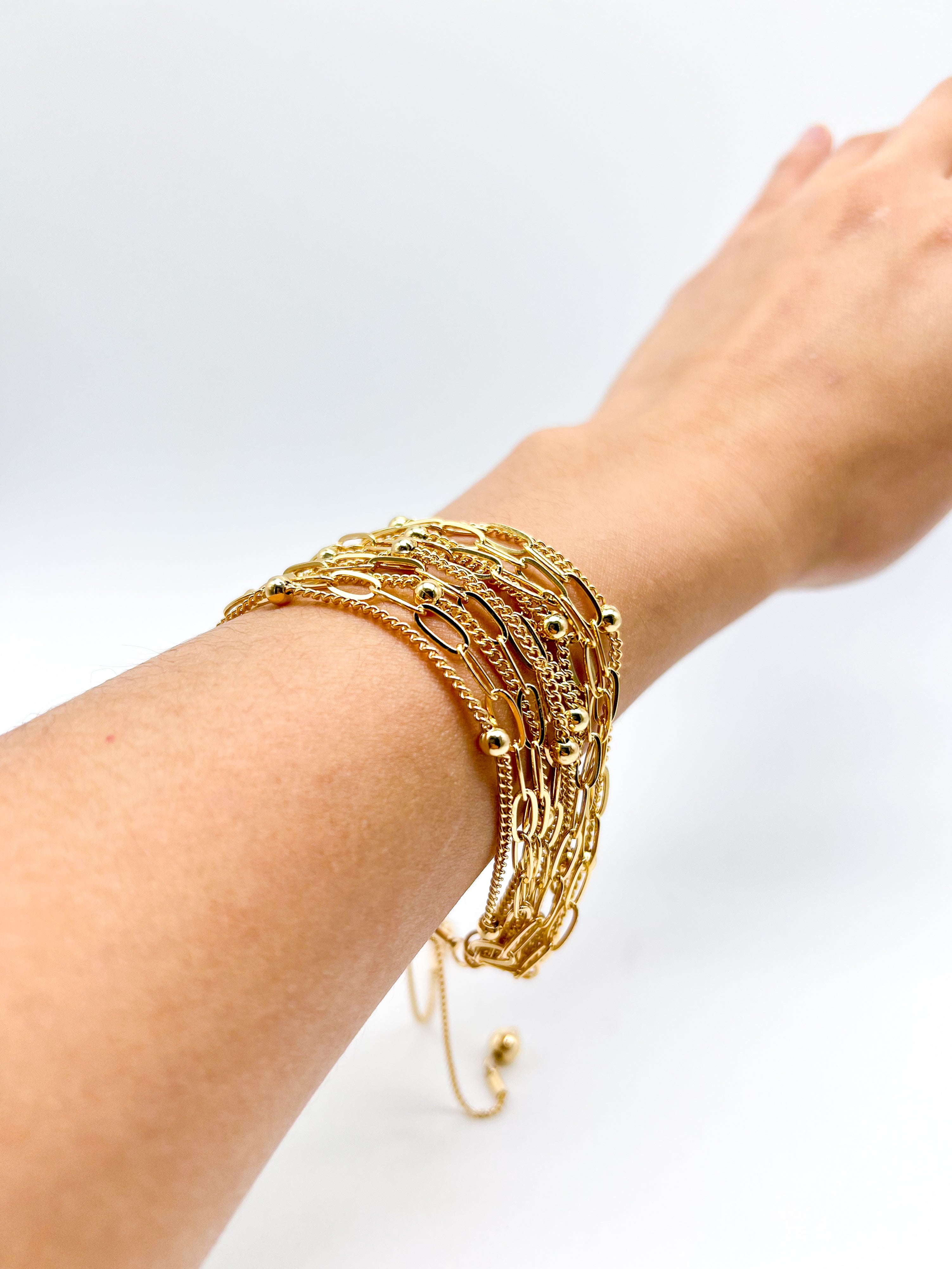 Layering The Chains Bracelet-310 Jewelry-Rough Sketch-Heathered Boho Boutique, Women's Fashion and Accessories in Palmetto, FL