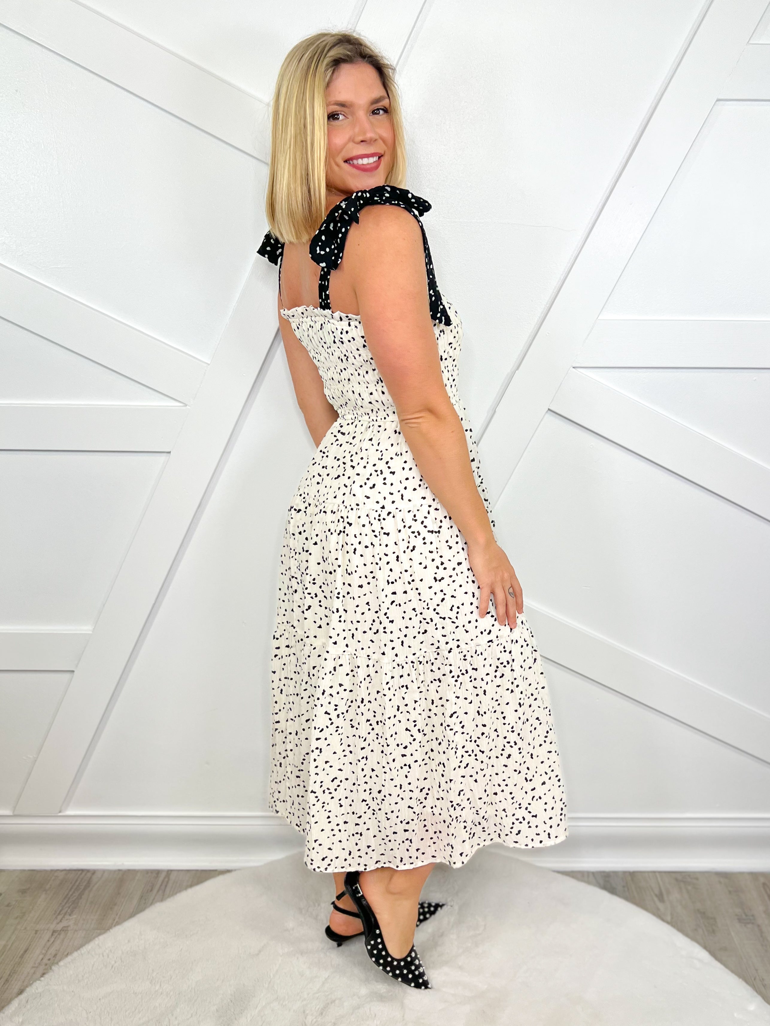 Connect the Dots Dress-230 DRESSES/JUMPSUITS/ROMPERS-White Birch-Heathered Boho Boutique, Women's Fashion and Accessories in Palmetto, FL