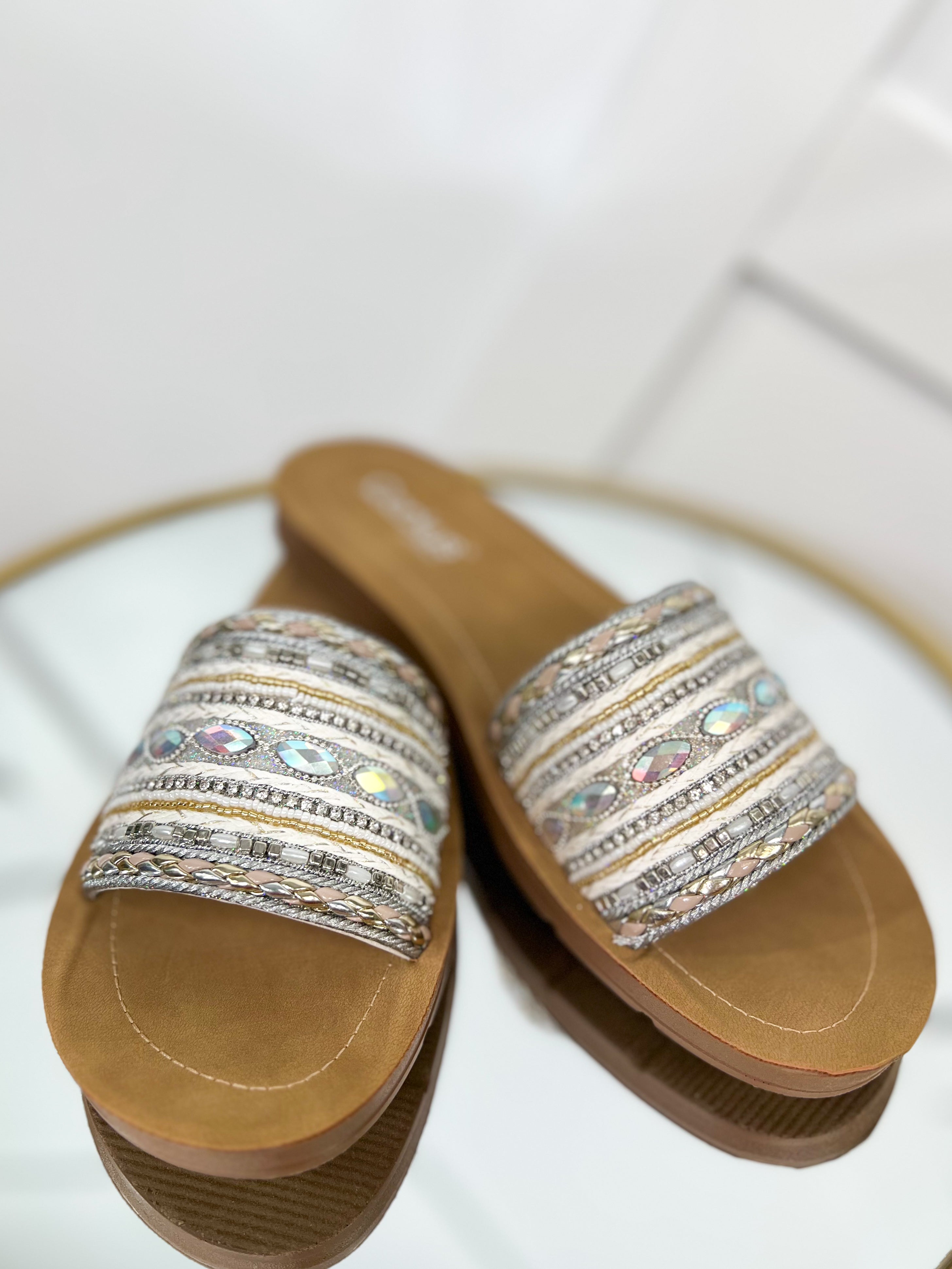 Vacation Mode Sandals - Silver-350 Shoes-Corkys-Heathered Boho Boutique, Women's Fashion and Accessories in Palmetto, FL