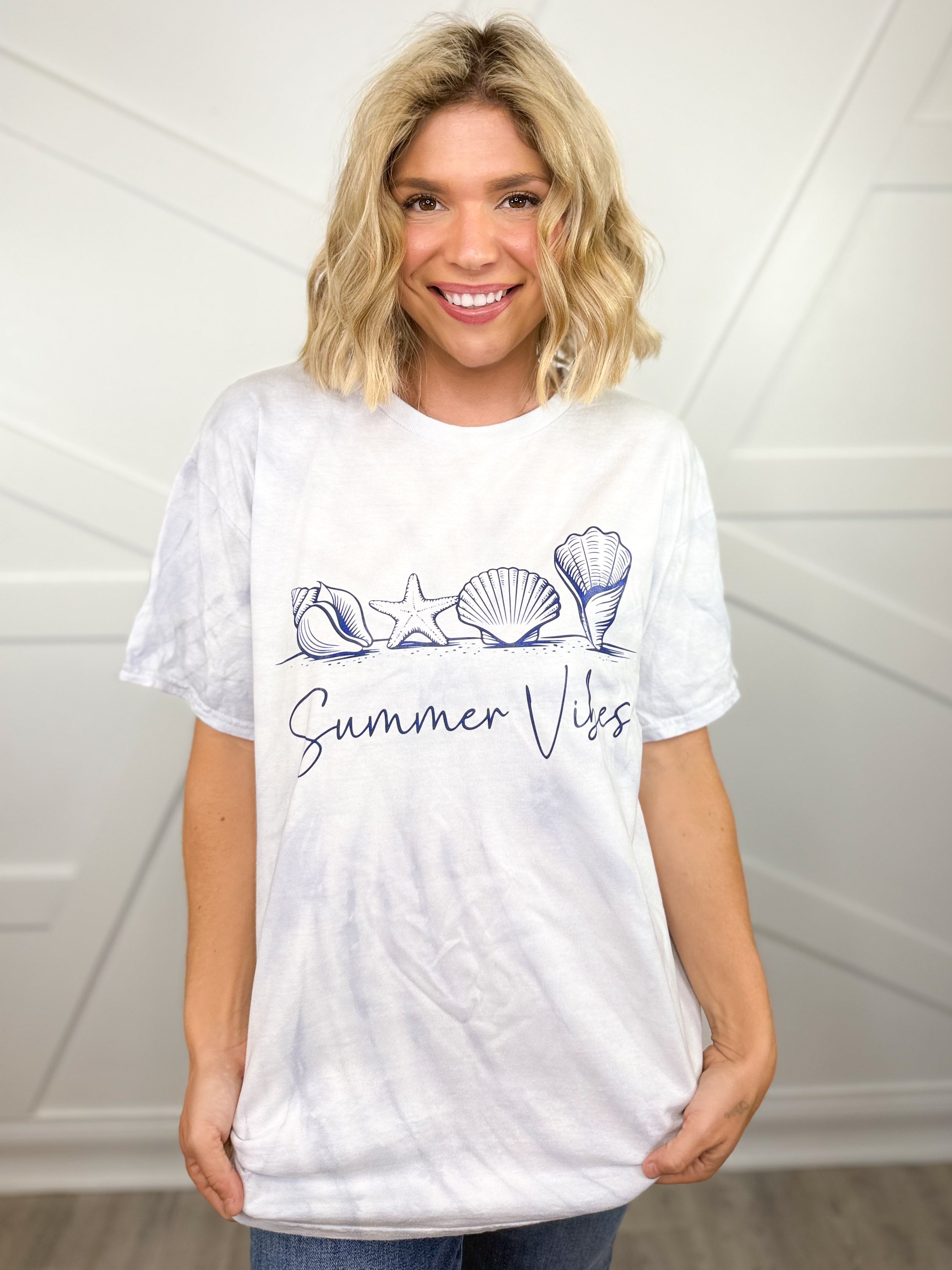 **LIMITED** Summer Vibes Shells Graphic Tee - Moth-130 Graphic Tees-Heathered Boho-Heathered Boho Boutique, Women's Fashion and Accessories in Palmetto, FL