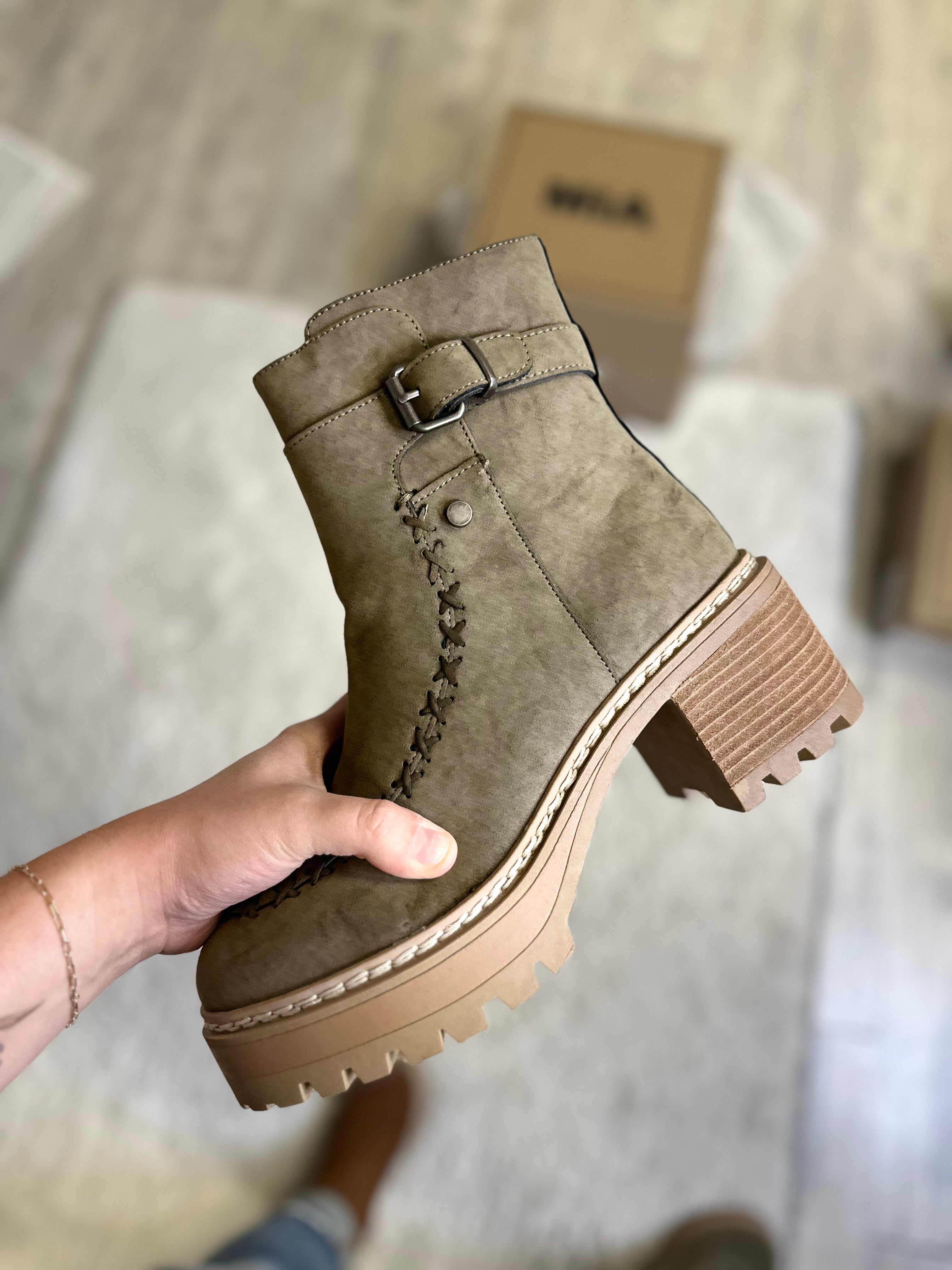 Restock : Toula Boots - Khaki-350 Shoes-Mia Shoes-Heathered Boho Boutique, Women's Fashion and Accessories in Palmetto, FL