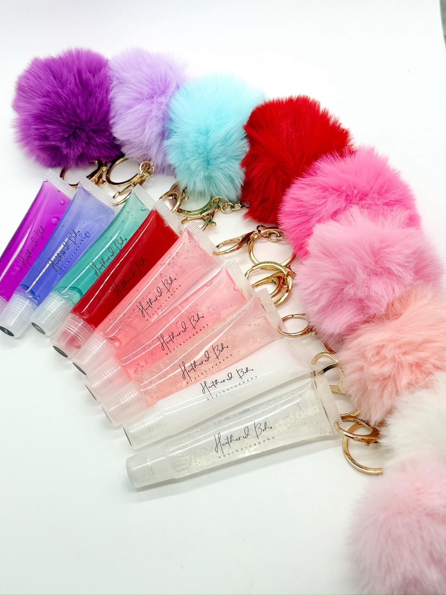 Pom Pom Lip Oil Keychains- Heathered Boho Exclusive-340 Other Accessories-Best Beauty Group-Heathered Boho Boutique, Women's Fashion and Accessories in Palmetto, FL