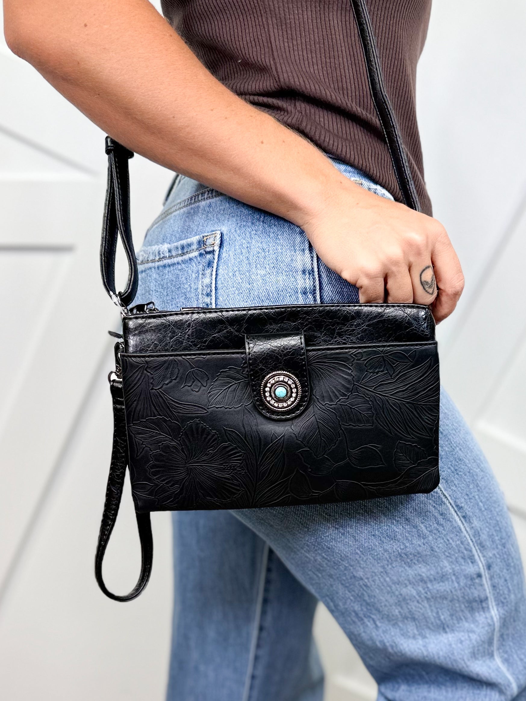 Floral Print Clutch-320 Bags-Tops Handbags-Heathered Boho Boutique, Women's Fashion and Accessories in Palmetto, FL