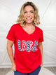 Sparkly USA Graphic V-Neck Tee-130 Graphic Tees-Heathered Boho-Heathered Boho Boutique, Women's Fashion and Accessories in Palmetto, FL