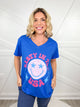 Party In The USA Graphic V-Neck Tee - Blue-130 Graphic Tees-Heathered Boho-Heathered Boho Boutique, Women's Fashion and Accessories in Palmetto, FL