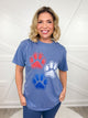 Patriotic Paw Prints Graphic Tee- Blue Jean -638-130 Graphic Tees-Heathered Boho-Heathered Boho Boutique, Women's Fashion and Accessories in Palmetto, FL
