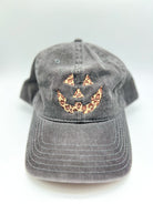 Leopard Pumpkin Face Ball Cap-330 Headwear-Bling-A-GoGo-Heathered Boho Boutique, Women's Fashion and Accessories in Palmetto, FL