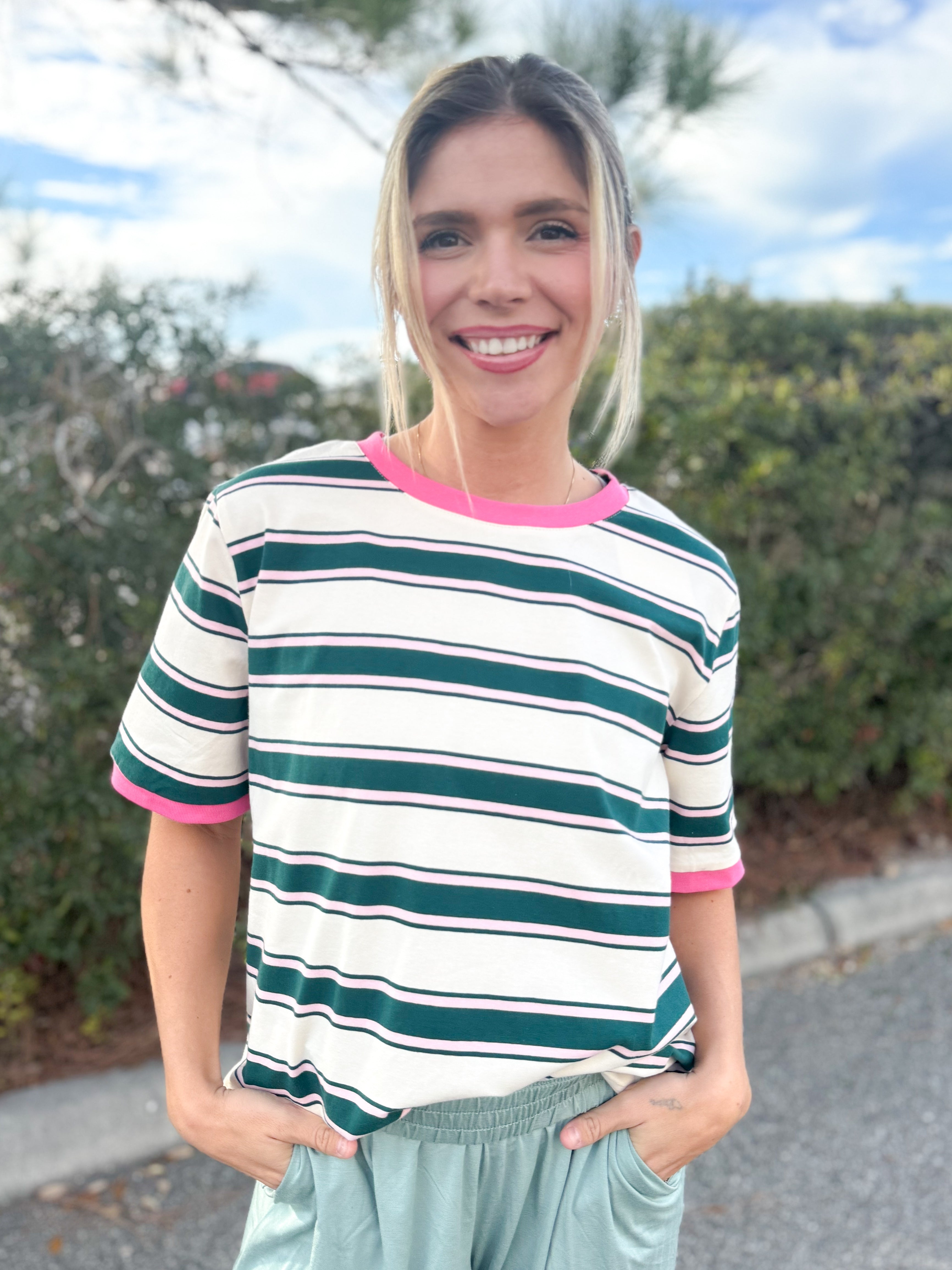 One More Time Top-110 SHORT SLEEVE TOP-POLAGRAM-Heathered Boho Boutique, Women's Fashion and Accessories in Palmetto, FL