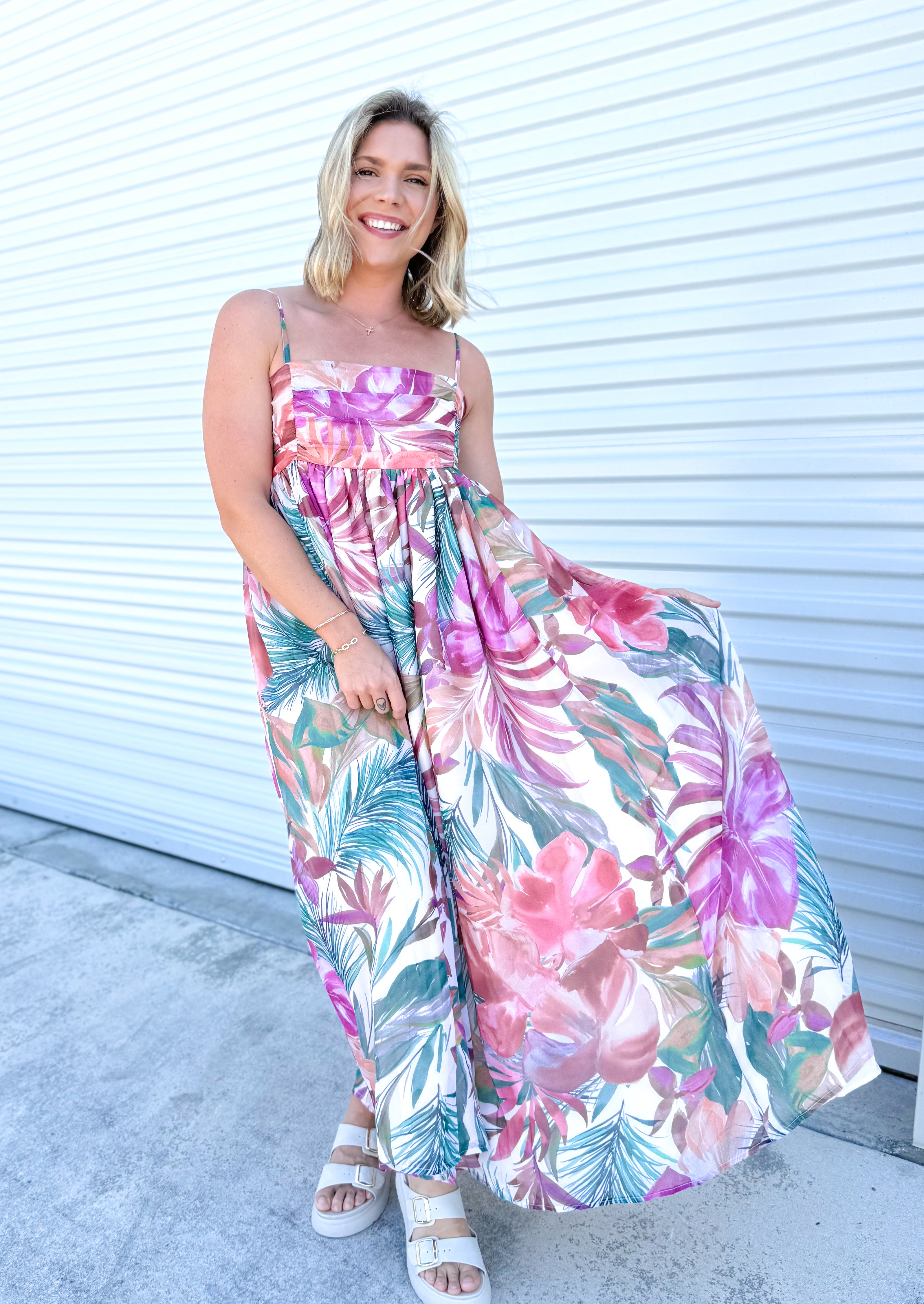 Restock: Fanciful Feelings Dress (Reg & Curvy)-230 DRESSES/JUMPSUITS/ROMPERS-WHITE BIRCH-Heathered Boho Boutique, Women's Fashion and Accessories in Palmetto, FL