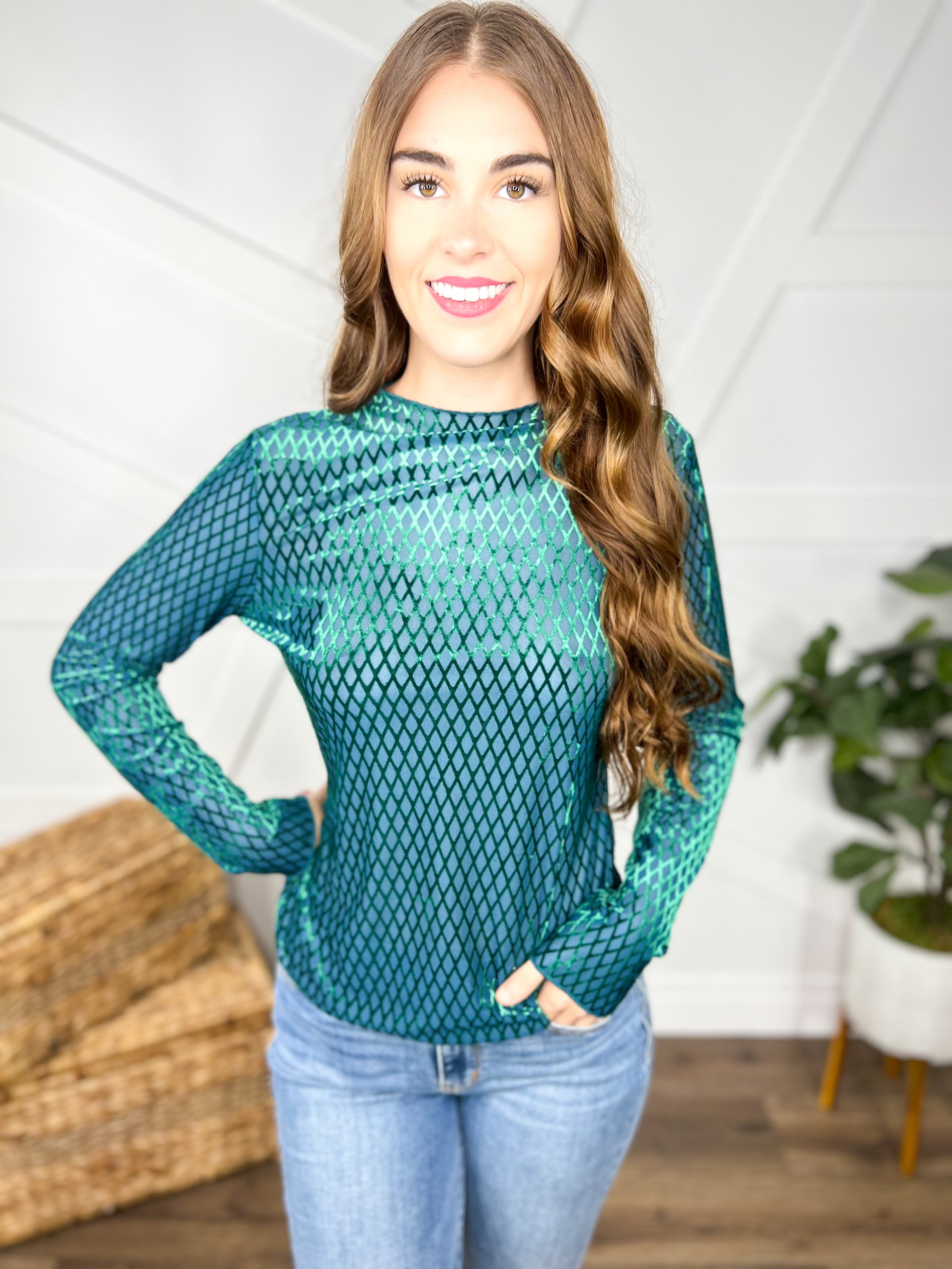 End Game Mesh Top-120 Long Sleeve Tops-Davi & Dani-Heathered Boho Boutique, Women's Fashion and Accessories in Palmetto, FL