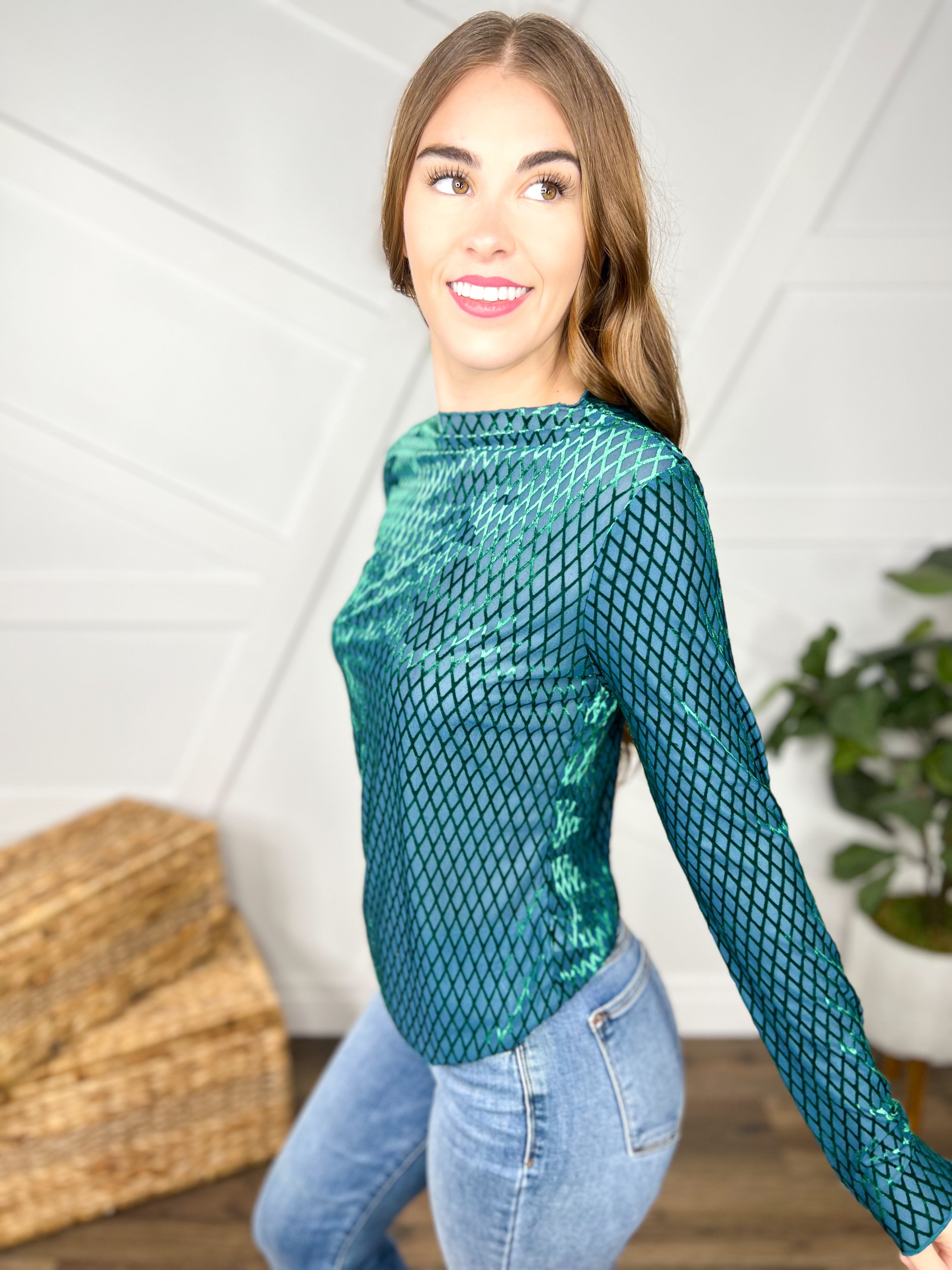 End Game Mesh Top-120 Long Sleeve Tops-Davi & Dani-Heathered Boho Boutique, Women's Fashion and Accessories in Palmetto, FL