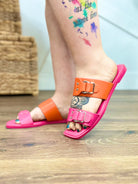 RESTOCK: Orange & Fuchsia Ennie Sandals-350 Shoes-Fortune Dynamic-Heathered Boho Boutique, Women's Fashion and Accessories in Palmetto, FL