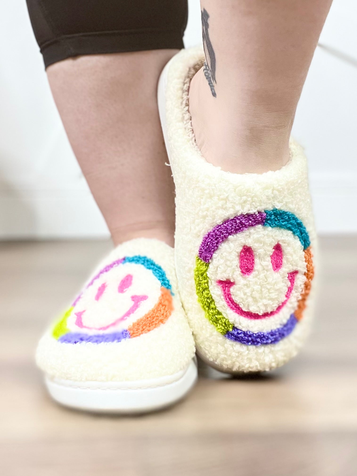 Colorful Smiley Cozi Slippers-350 Shoes-Mia Shoes-Heathered Boho Boutique, Women's Fashion and Accessories in Palmetto, FL