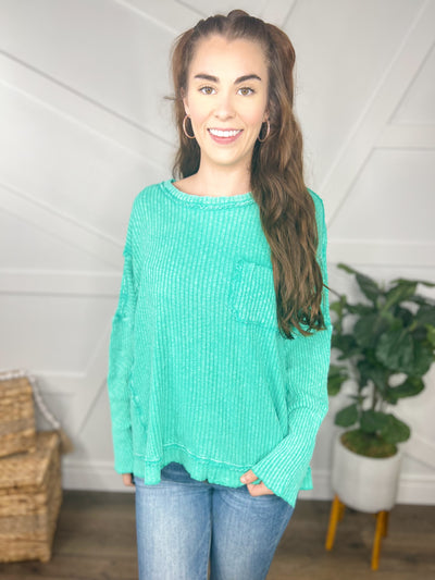 Back Home Long Sleeve Top-120 Long Sleeve Tops-Easel-Heathered Boho Boutique, Women's Fashion and Accessories in Palmetto, FL
