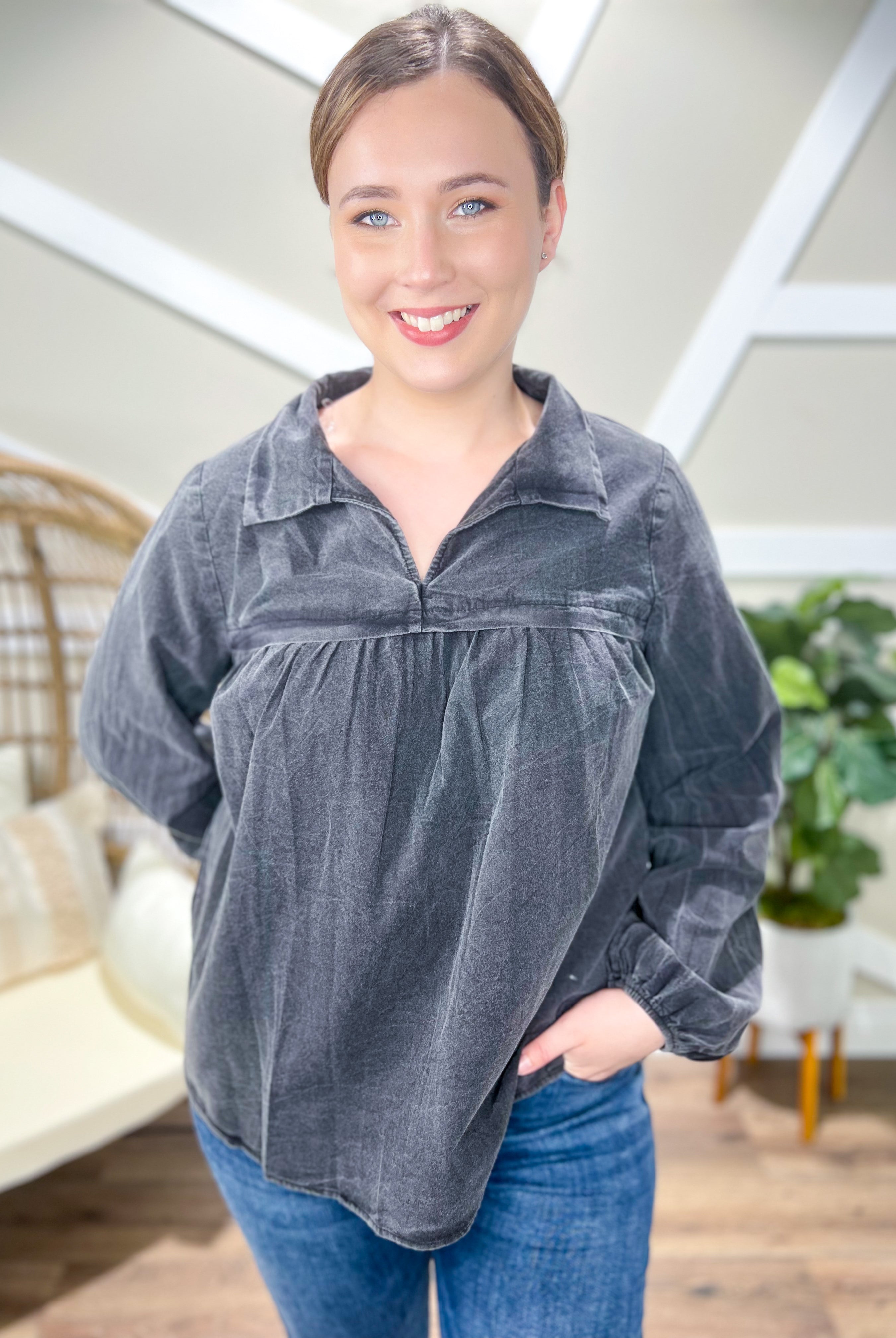 Game Day Long Sleeve Top-120 Long Sleeve Tops-Andree by Unit-Heathered Boho Boutique, Women's Fashion and Accessories in Palmetto, FL