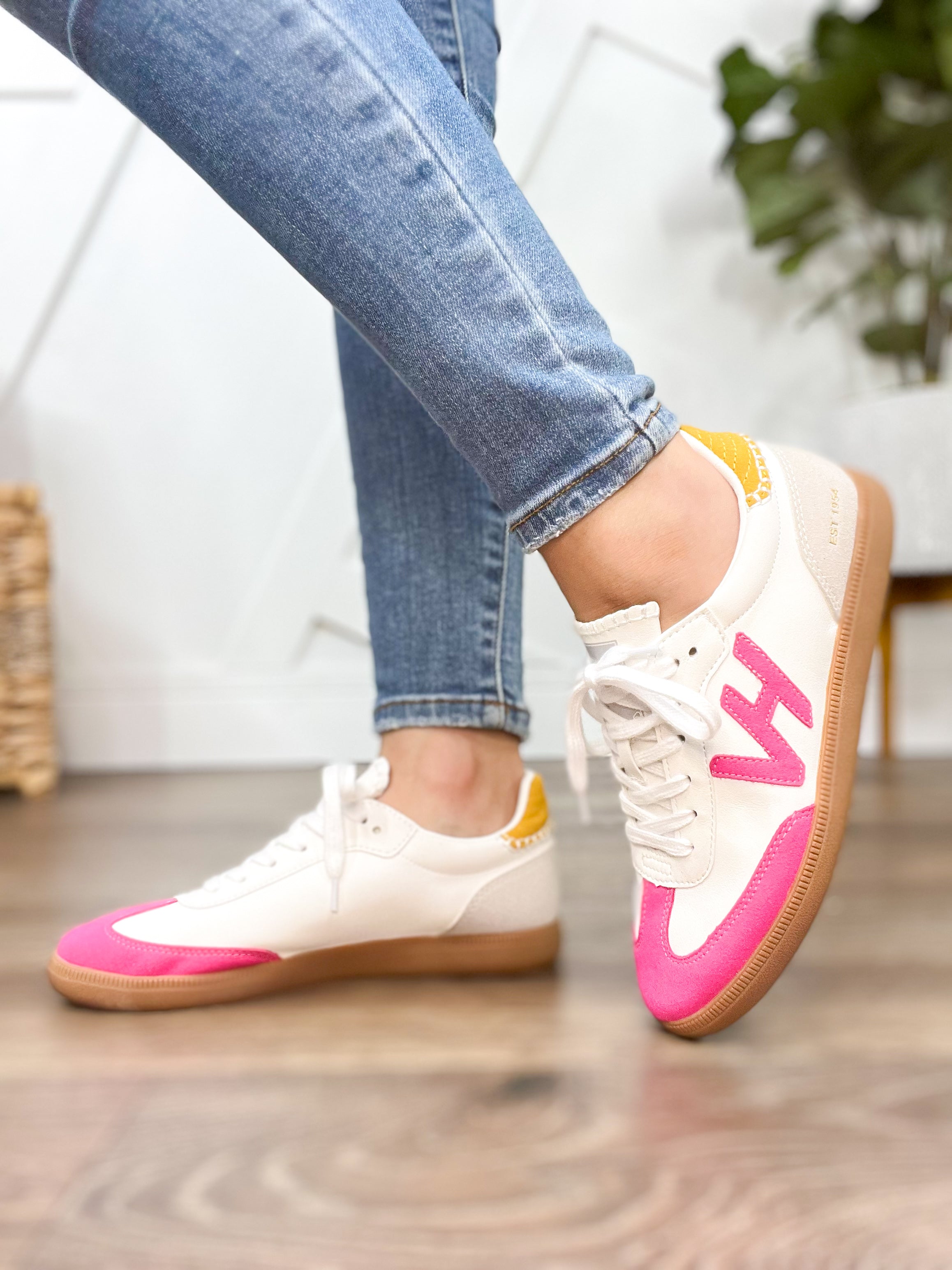 Crisp Sneakers (White Neon Pink)-350 Shoes-Vintage Havana-Heathered Boho Boutique, Women's Fashion and Accessories in Palmetto, FL