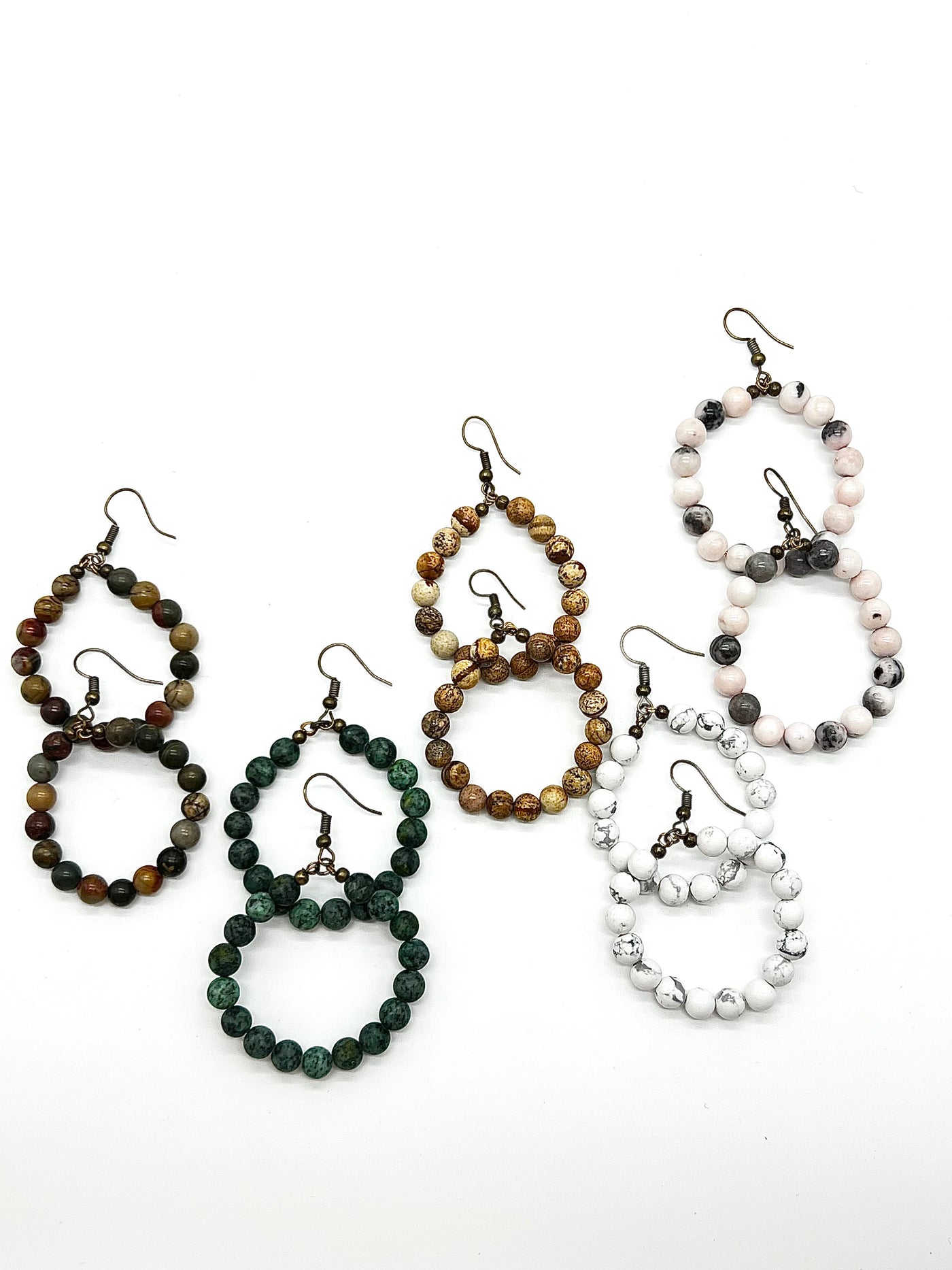 Marble Bead Circle Earrings