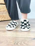 Black & White Checkered Cozi Slippers-350 Shoes-Mia Shoes-Heathered Boho Boutique, Women's Fashion and Accessories in Palmetto, FL