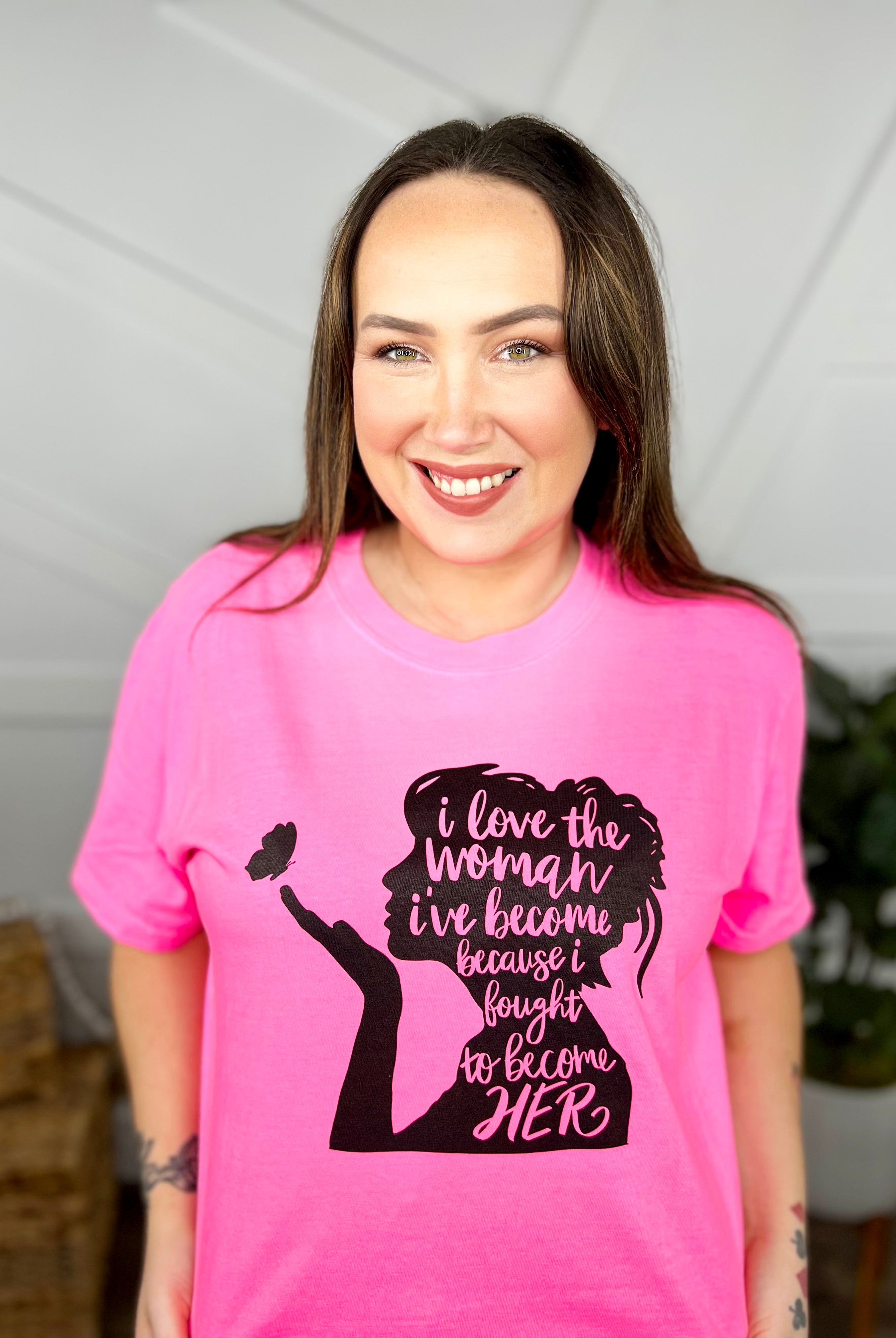 I Love The Woman I've Become Graphic Tee-110 Short Sleeve Top-Heathered Boho-Heathered Boho Boutique, Women's Fashion and Accessories in Palmetto, FL