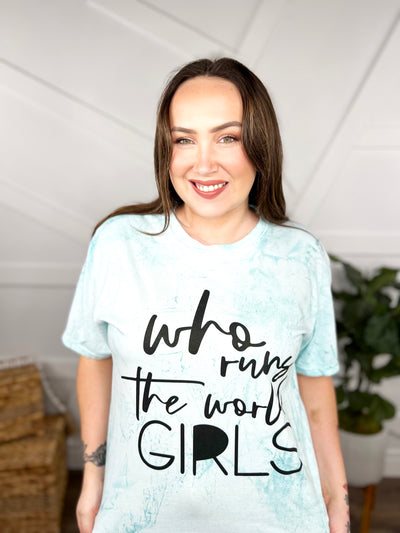Who Runs The World Girls Graphic Tee-110 Short Sleeve Top-Heathered Boho-Heathered Boho Boutique, Women's Fashion and Accessories in Palmetto, FL