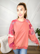 Decorative Pullover-120 Long Sleeve Tops-Easel-Heathered Boho Boutique, Women's Fashion and Accessories in Palmetto, FL