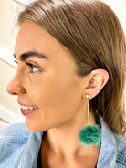 Dylan Faux Mink Pompon Drop Earrings-310 Jewelry-Canvas-Heathered Boho Boutique, Women's Fashion and Accessories in Palmetto, FL