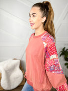 Decorative Pullover-120 Long Sleeve Tops-Easel-Heathered Boho Boutique, Women's Fashion and Accessories in Palmetto, FL