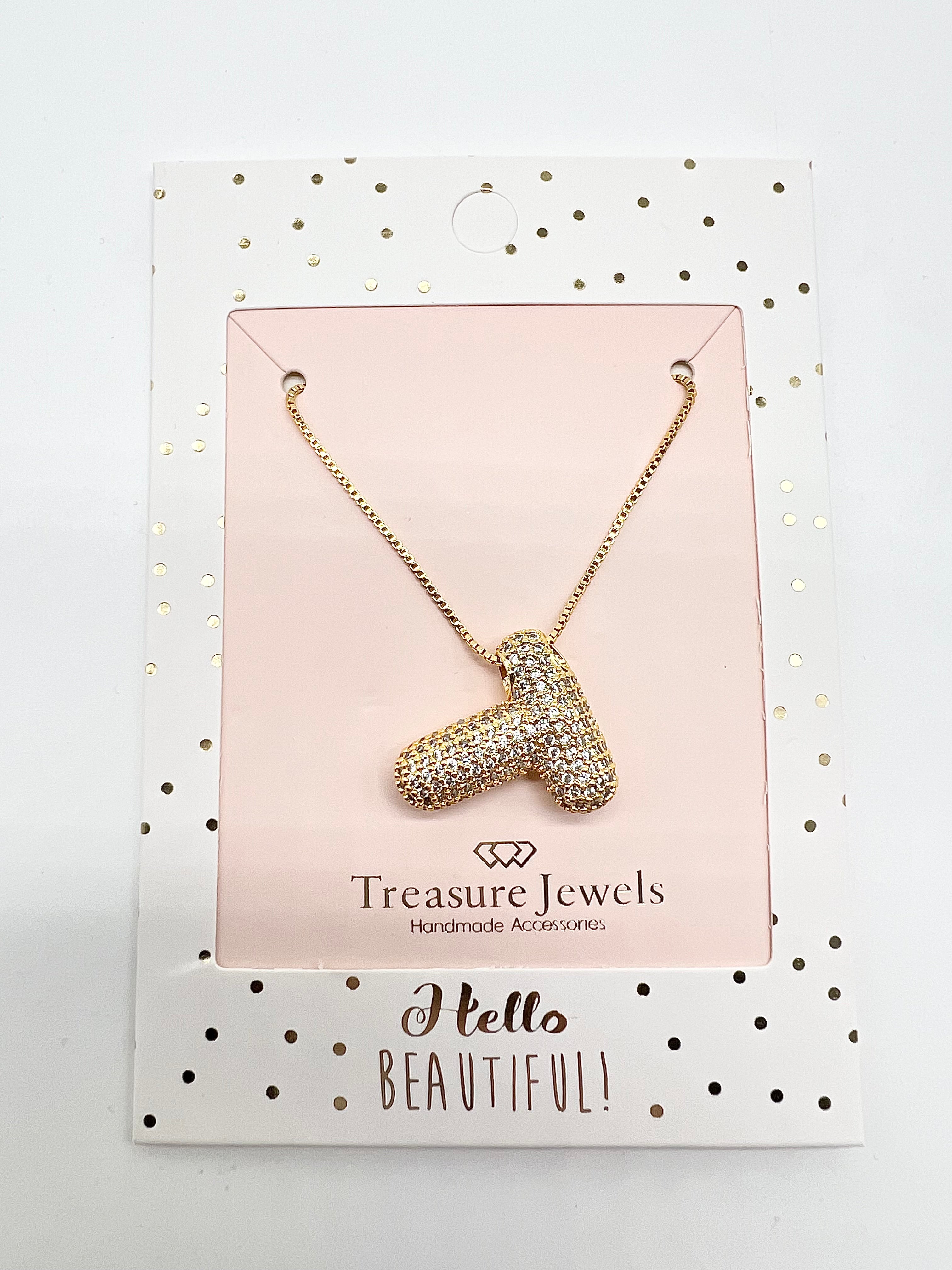 Gold Crystal Balloon Initials-310 Jewelry-Treasure Jewels-Heathered Boho Boutique, Women's Fashion and Accessories in Palmetto, FL