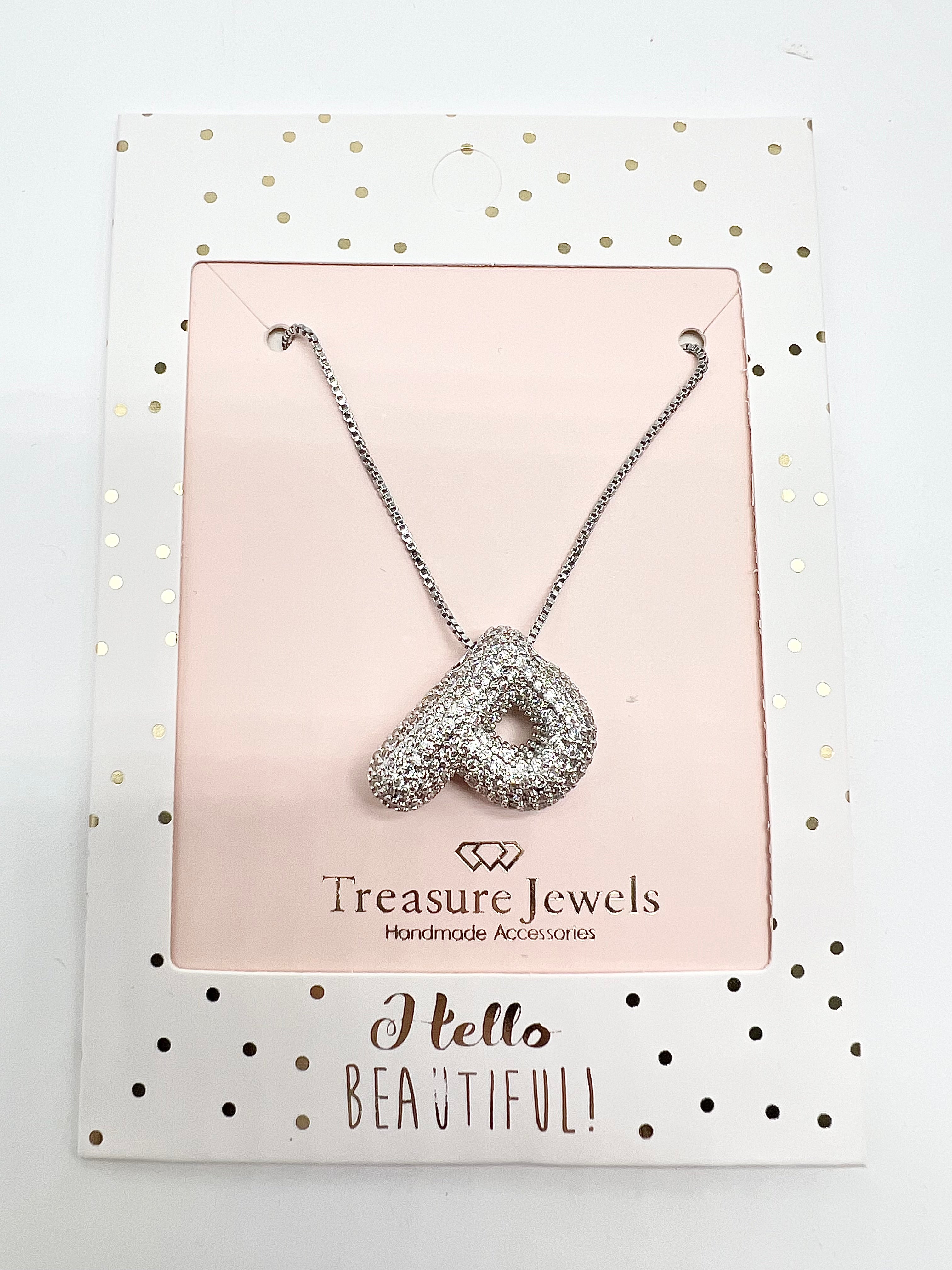 Silver Crystal Balloon Initials-310 Jewelry-Treasure Jewels-Heathered Boho Boutique, Women's Fashion and Accessories in Palmetto, FL