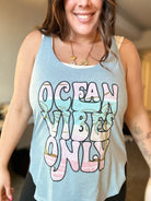 Ocean Vibes Only Graphic Tank-100 Tank/Crop Tops-Heathered Boho-Heathered Boho Boutique, Women's Fashion and Accessories in Palmetto, FL