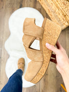 Case Closed Wedges - Camel Faux Suede-350 Shoes-Corkys-Heathered Boho Boutique, Women's Fashion and Accessories in Palmetto, FL