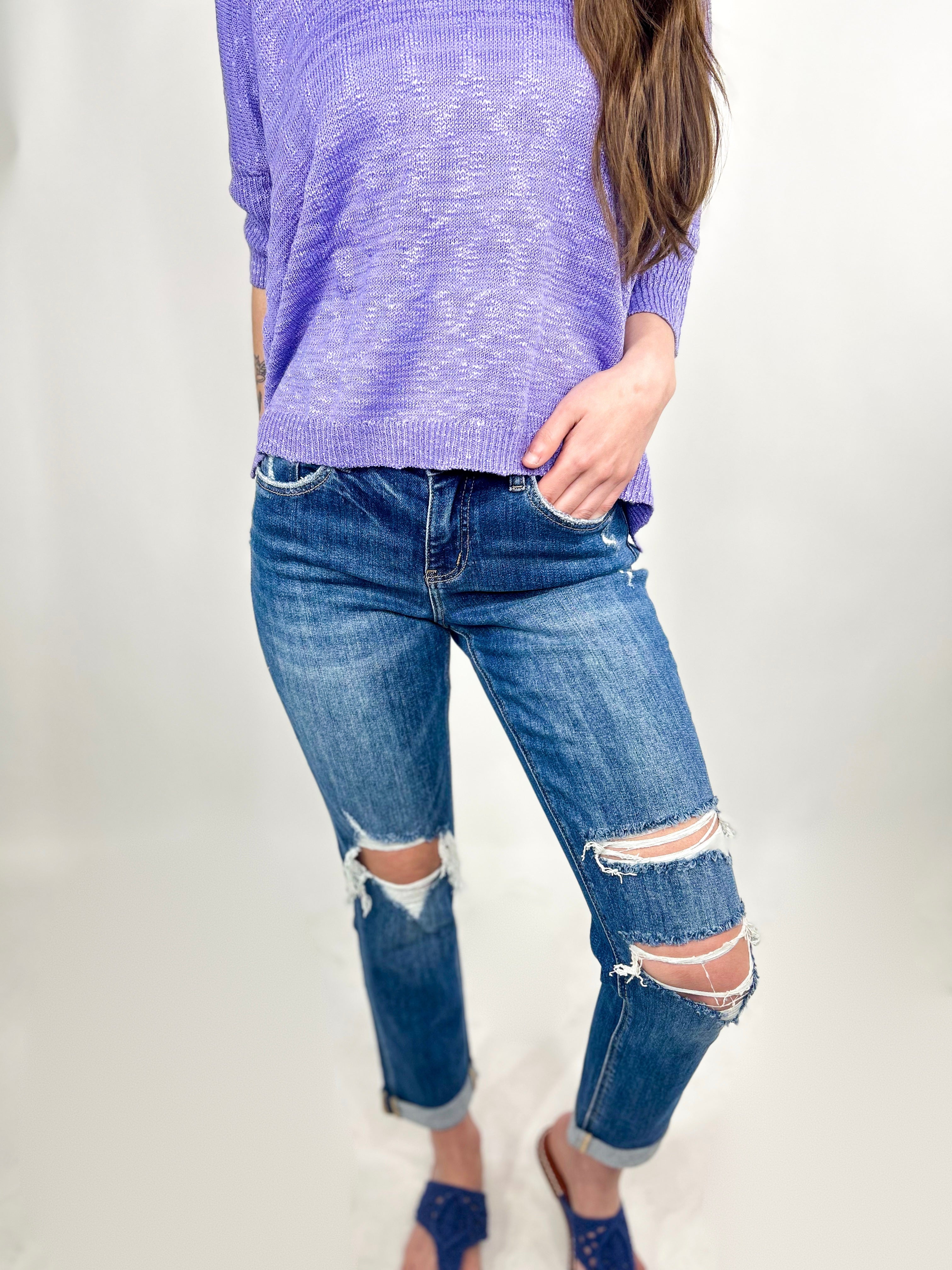 Lucky Chance Boyfriend Jeans by Lovervet-190 Jeans-Vervet-Heathered Boho Boutique, Women's Fashion and Accessories in Palmetto, FL