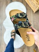 Wanna Be Platform Sandals - Black Brocade Floral-350 Shoes-Corkys-Heathered Boho Boutique, Women's Fashion and Accessories in Palmetto, FL