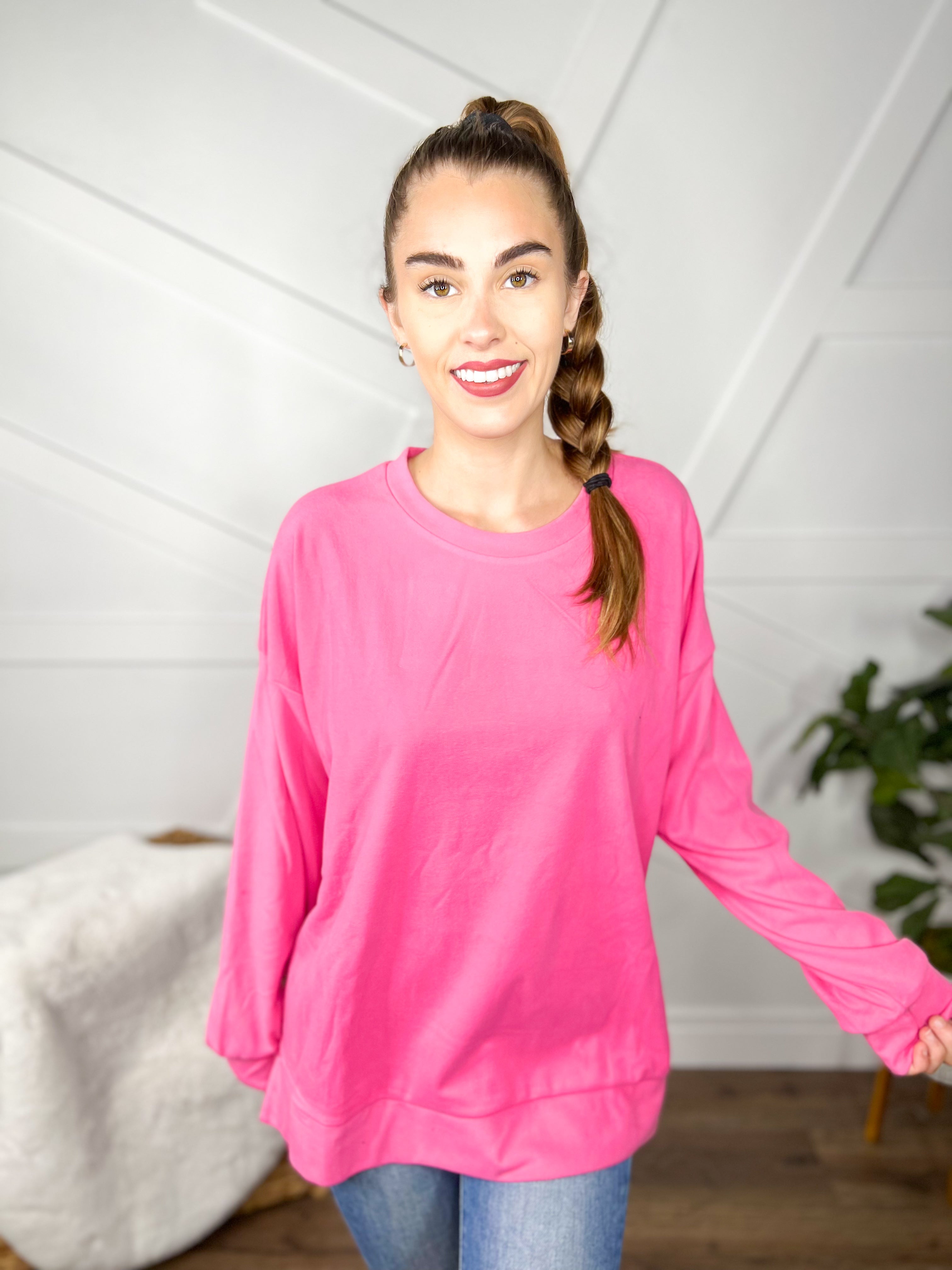 Me Time Crewneck-120 Long Sleeve Tops-Southern Grace-Heathered Boho Boutique, Women's Fashion and Accessories in Palmetto, FL