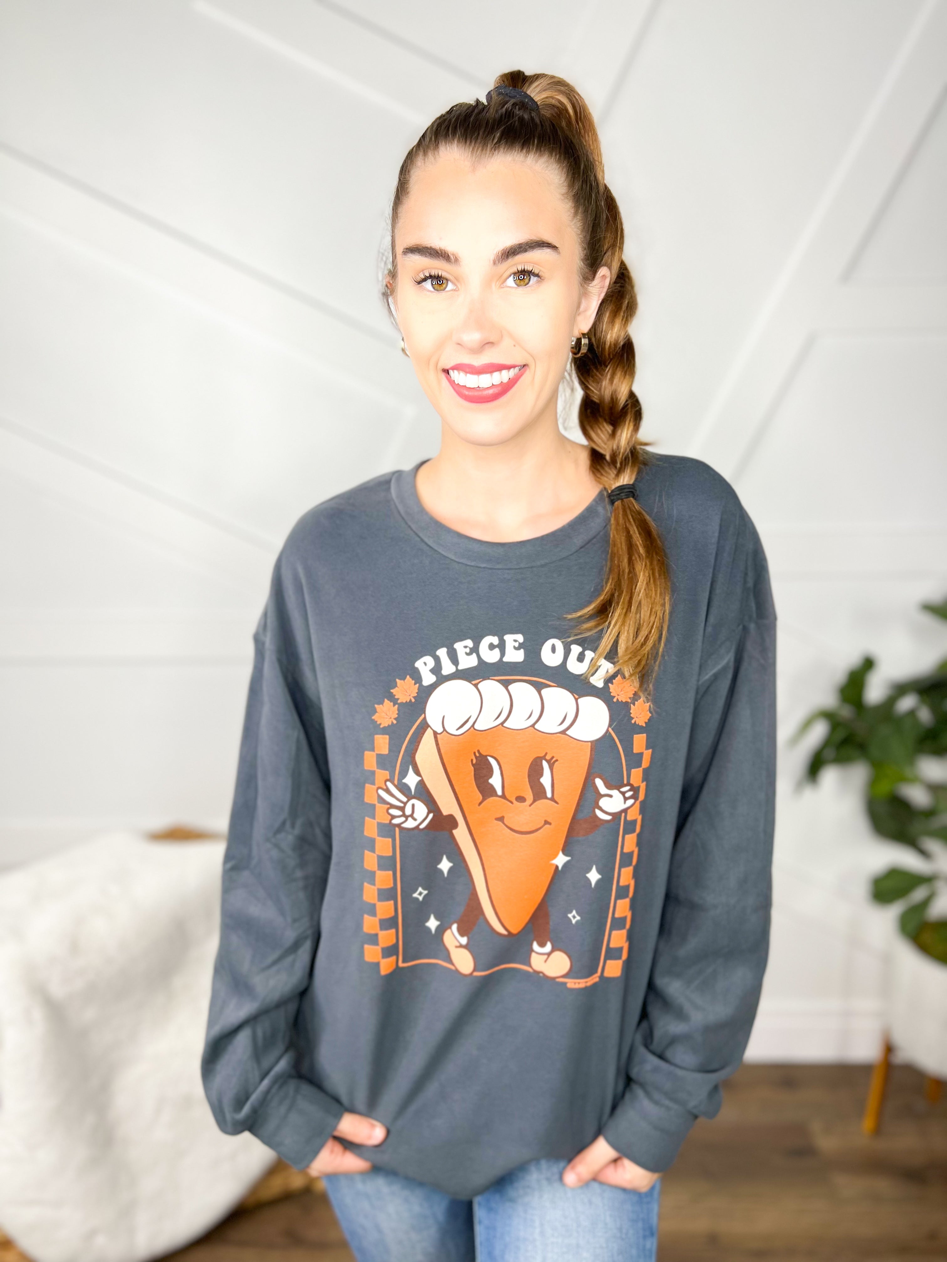 Piece Out Graphic Crewneck-130 Graphic Tees-Southern Grace-Heathered Boho Boutique, Women's Fashion and Accessories in Palmetto, FL